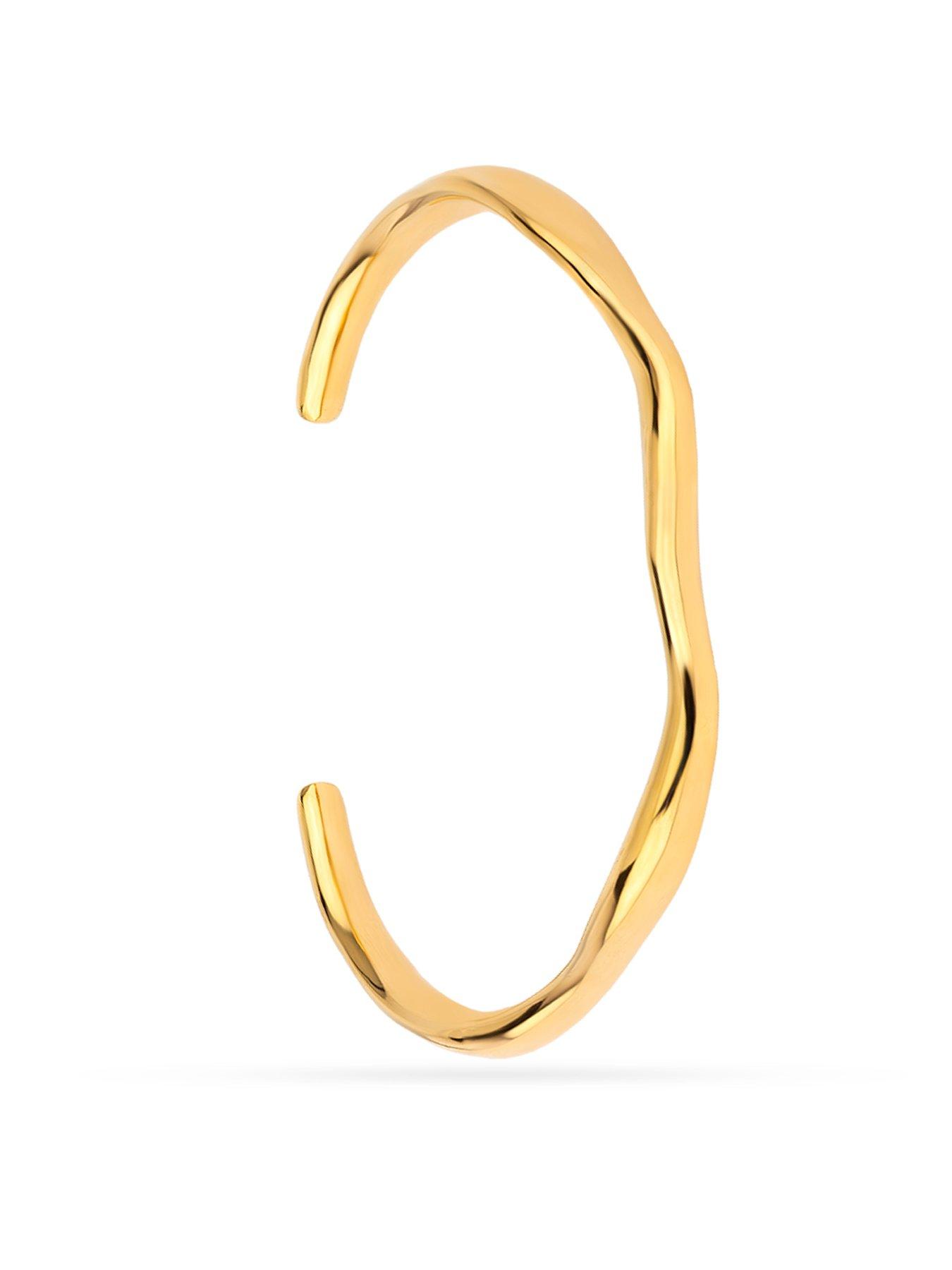 Image 3 of 6 of The Love Collection Gold Plated Stainless Steel Wavey Cuff Bangle