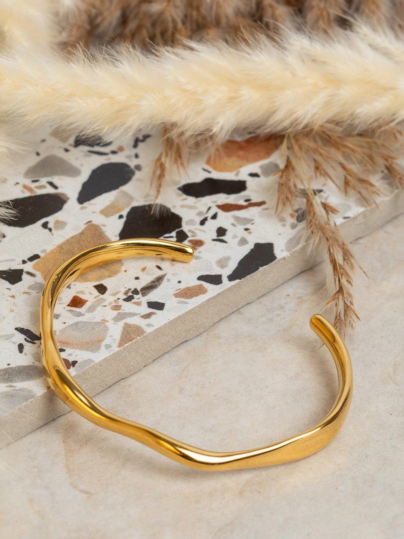 Image 4 of 6 of The Love Collection Gold Plated Stainless Steel Wavey Cuff Bangle