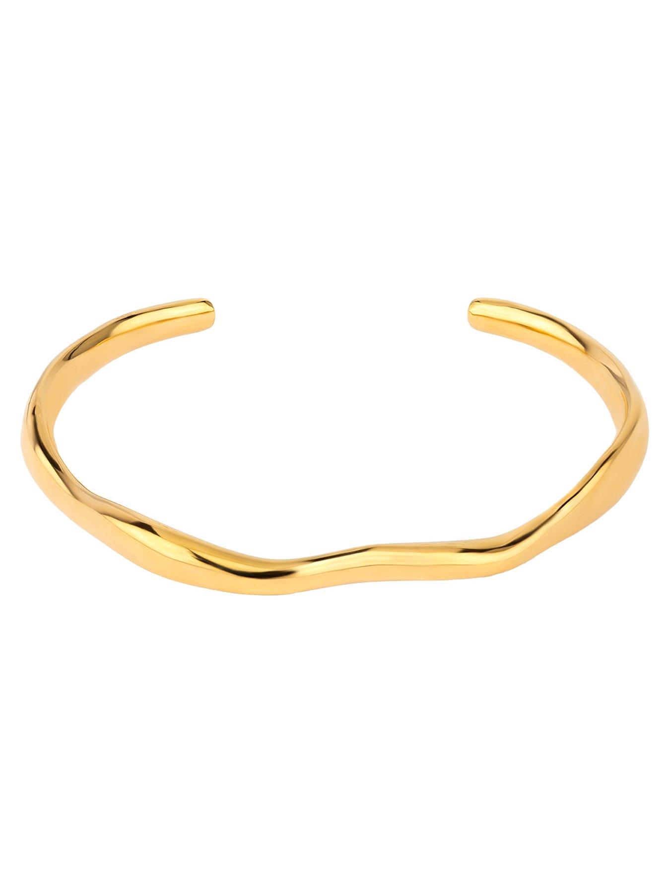 Image 5 of 6 of The Love Collection Gold Plated Stainless Steel Wavey Cuff Bangle