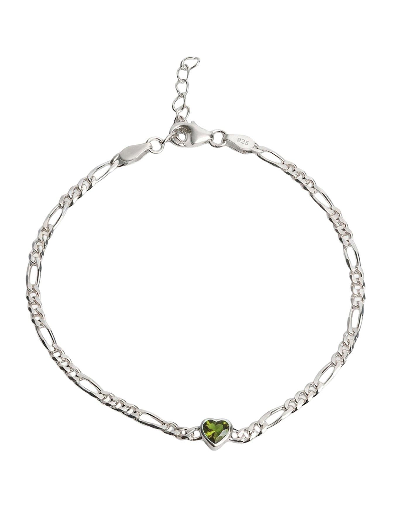 The Love Collection Sterling Silver Birthstone Heart CZ bracelet