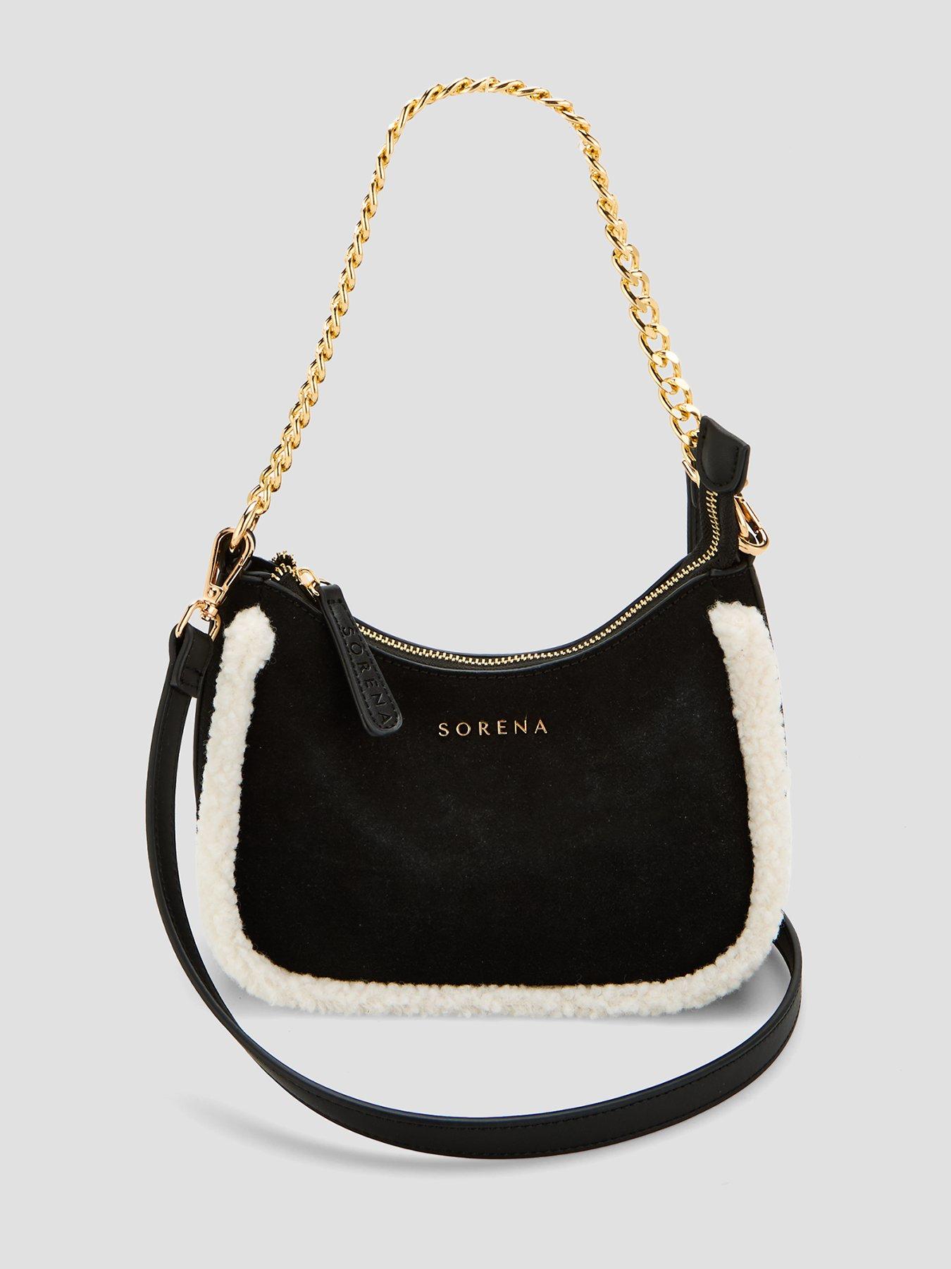 Sorena Valentina Suede Crossbody Bag - Black