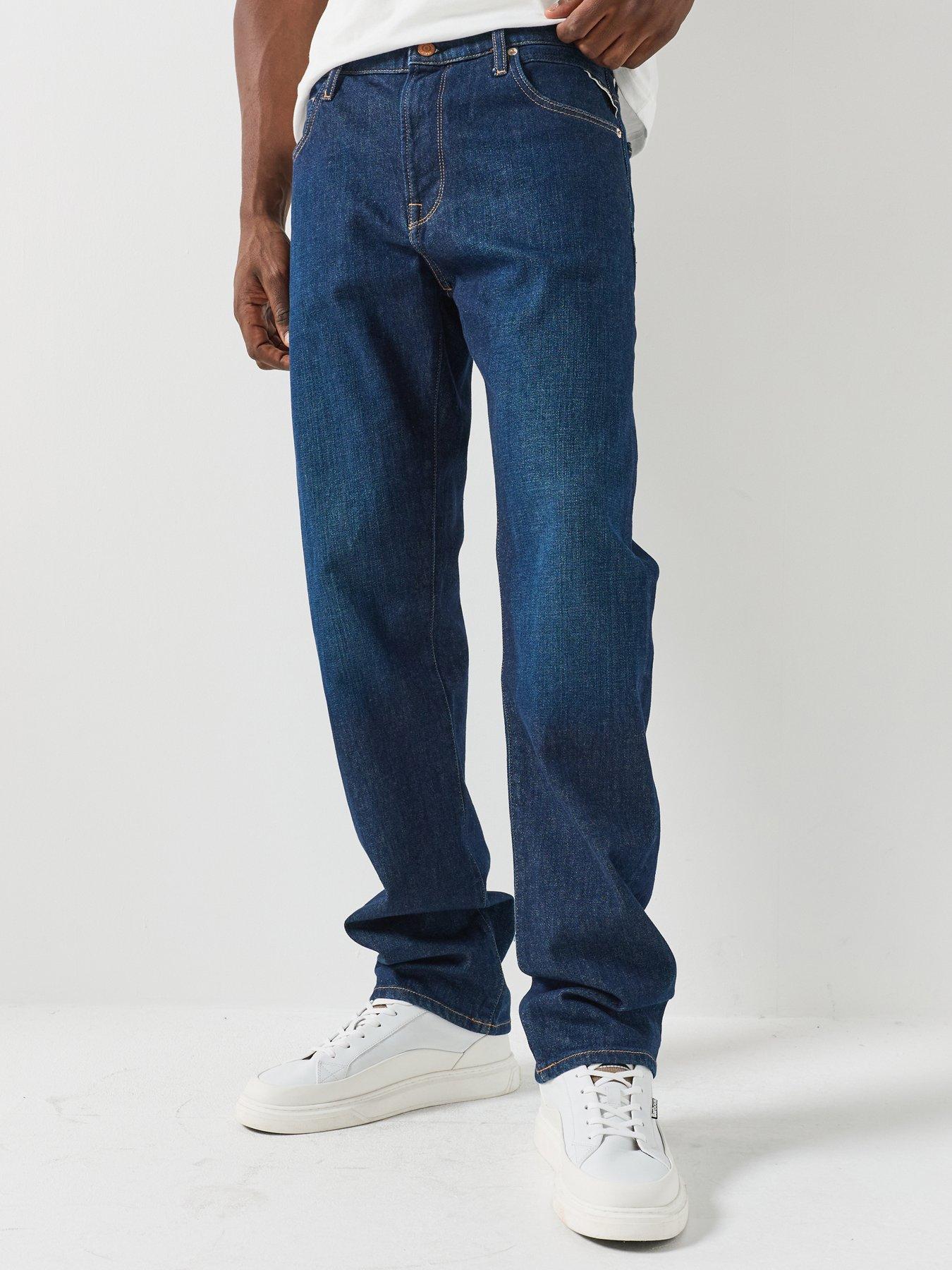 Image 1 of 6 of Replay Mens Aideen Cotton Stretch Straight Jeans - Dark Blue