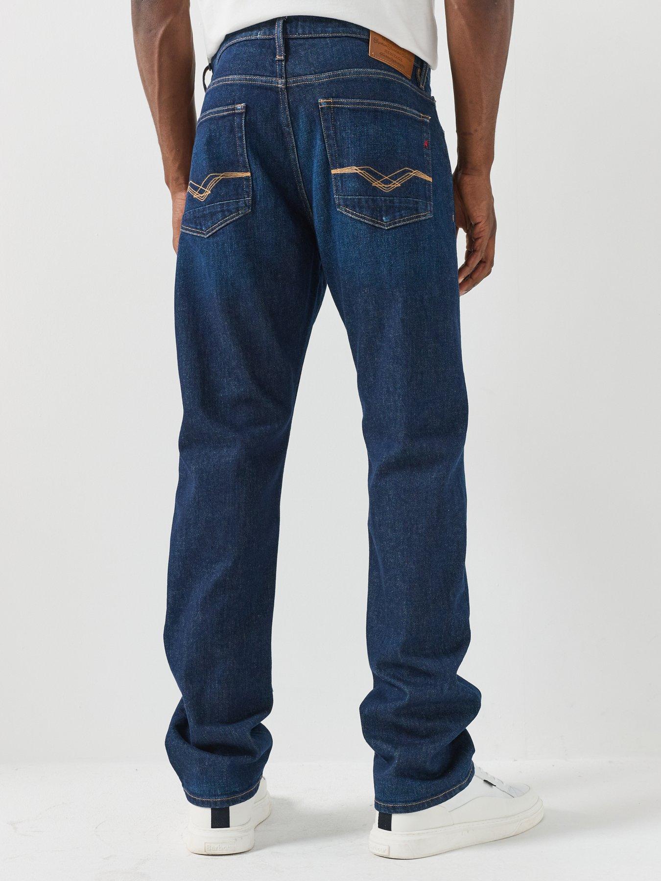Image 2 of 6 of Replay Mens Aideen Cotton Stretch Straight Jeans - Dark Blue