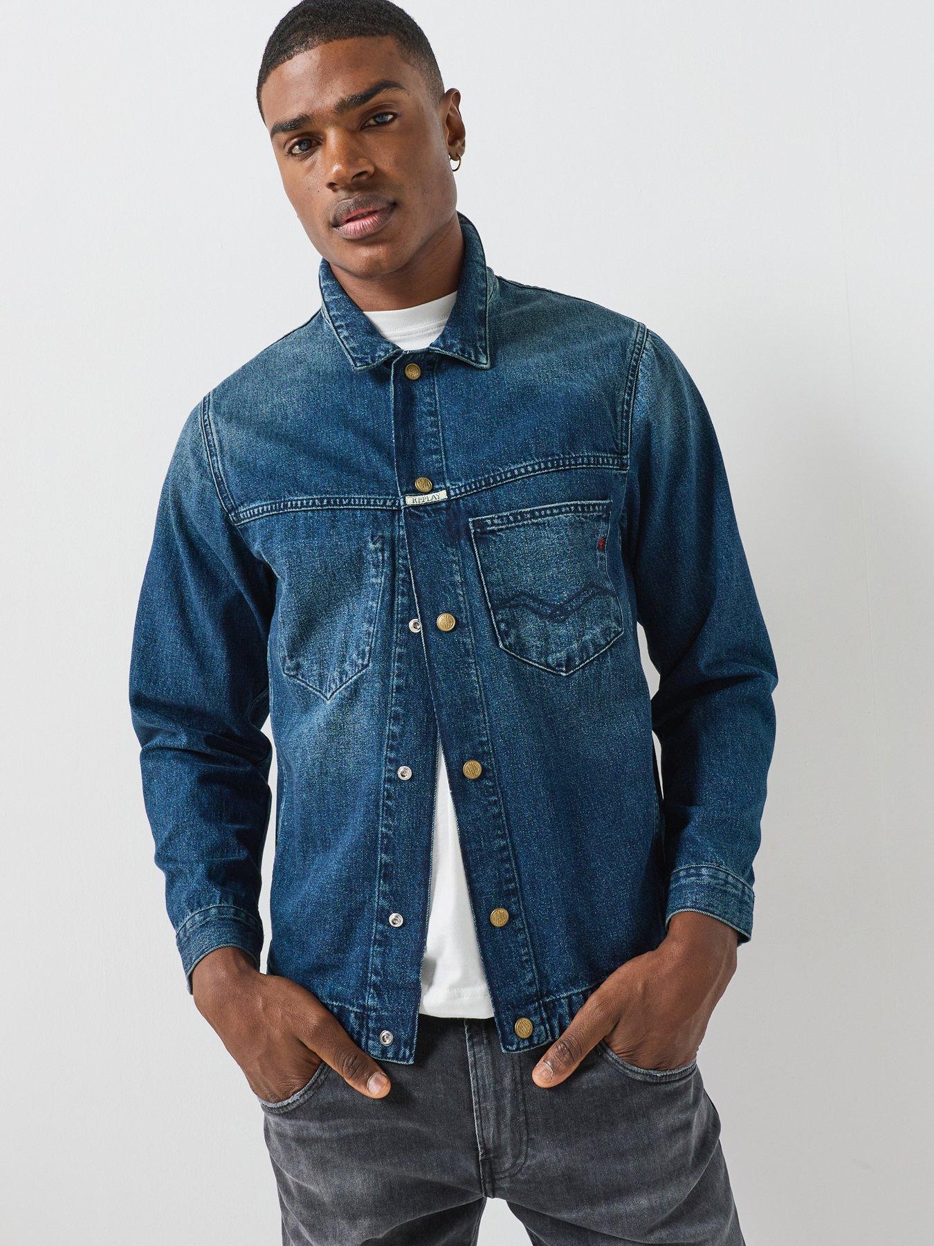Image 1 of 5 of Replay Relaxed Fit Denim Jacket - Dark Blue