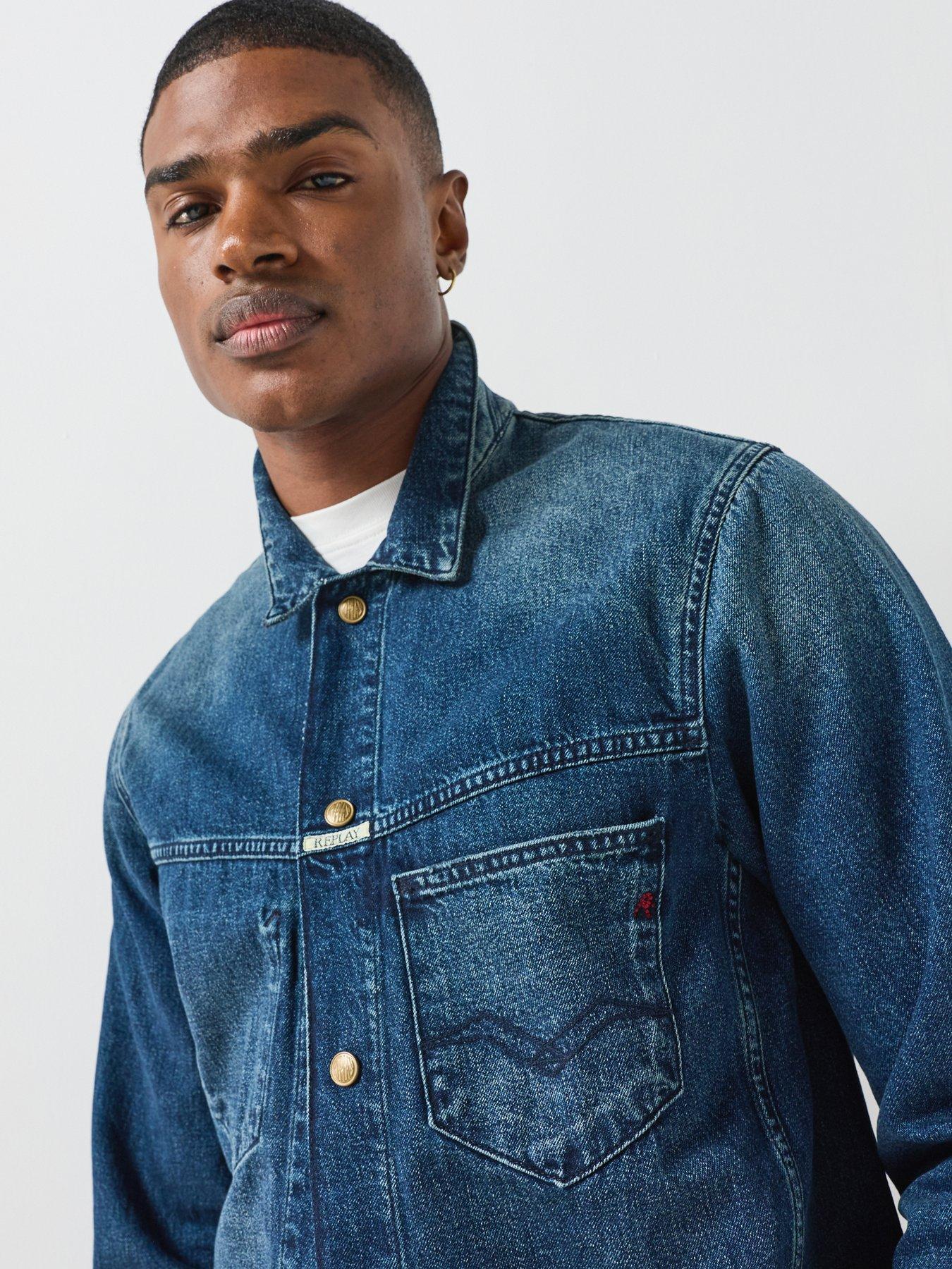 Image 4 of 5 of Replay Relaxed Fit Denim Jacket - Dark Blue