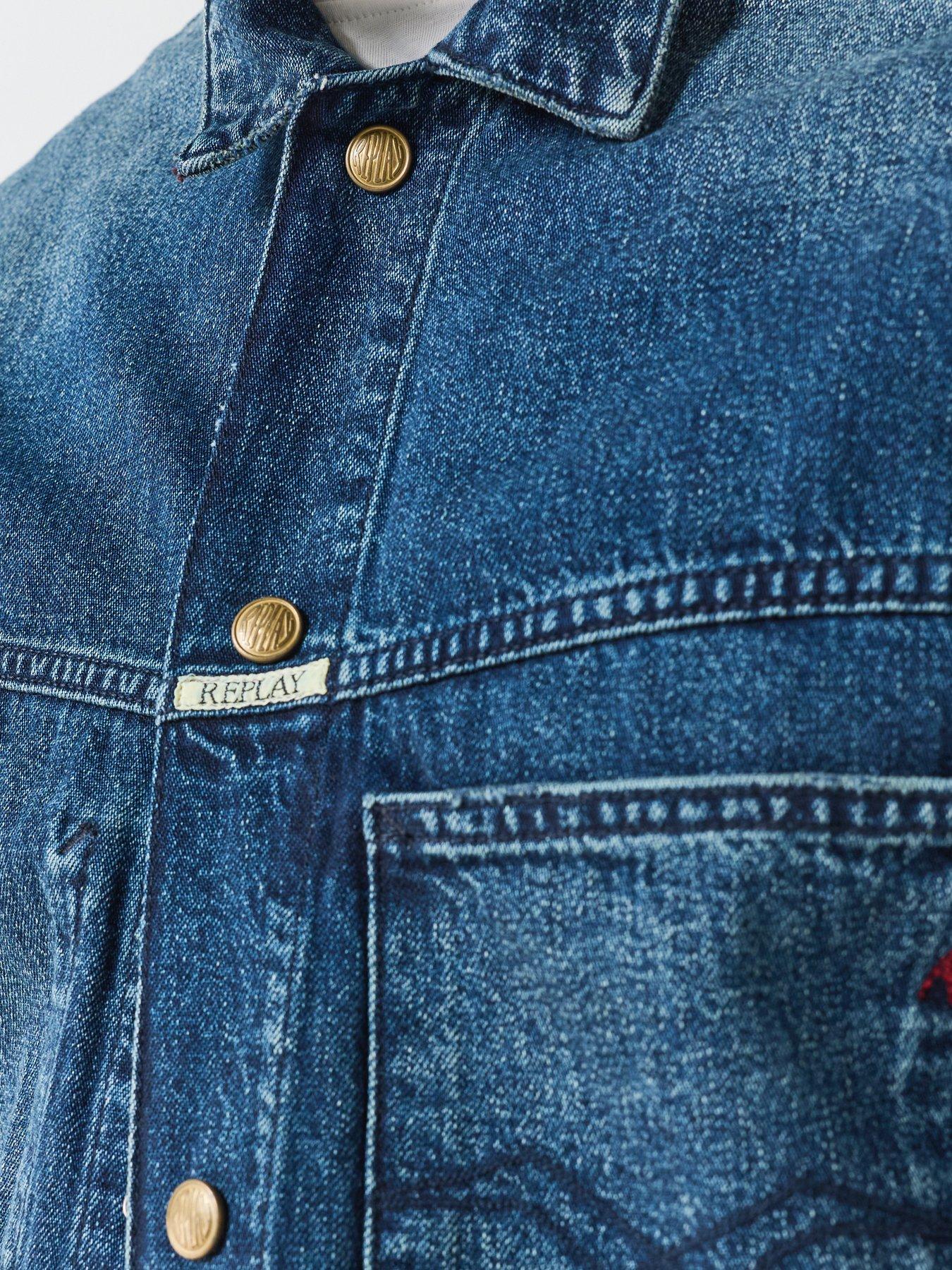 Image 5 of 5 of Replay Relaxed Fit Denim Jacket - Dark Blue