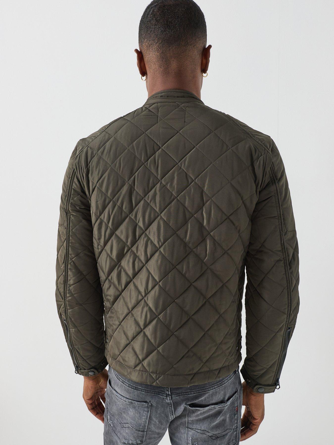 Image 2 of 6 of Replay Mens Regular Fit Quilted Zip Pocket Jacket - Dark Green