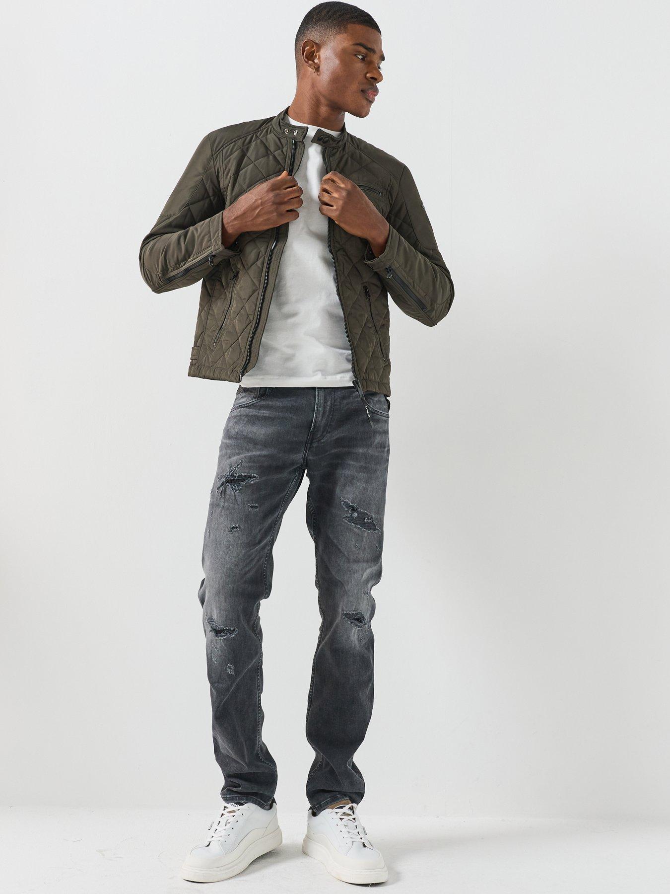 Image 3 of 6 of Replay Mens Regular Fit Quilted Zip Pocket Jacket - Dark Green