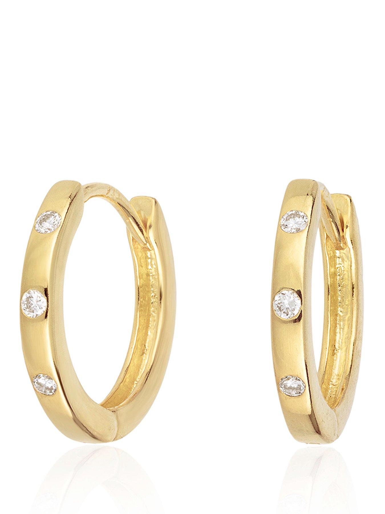 Image 1 of 5 of The Love Collection Womens Flush-Set Lab Grown Diamond Huggie Earrings - Multi