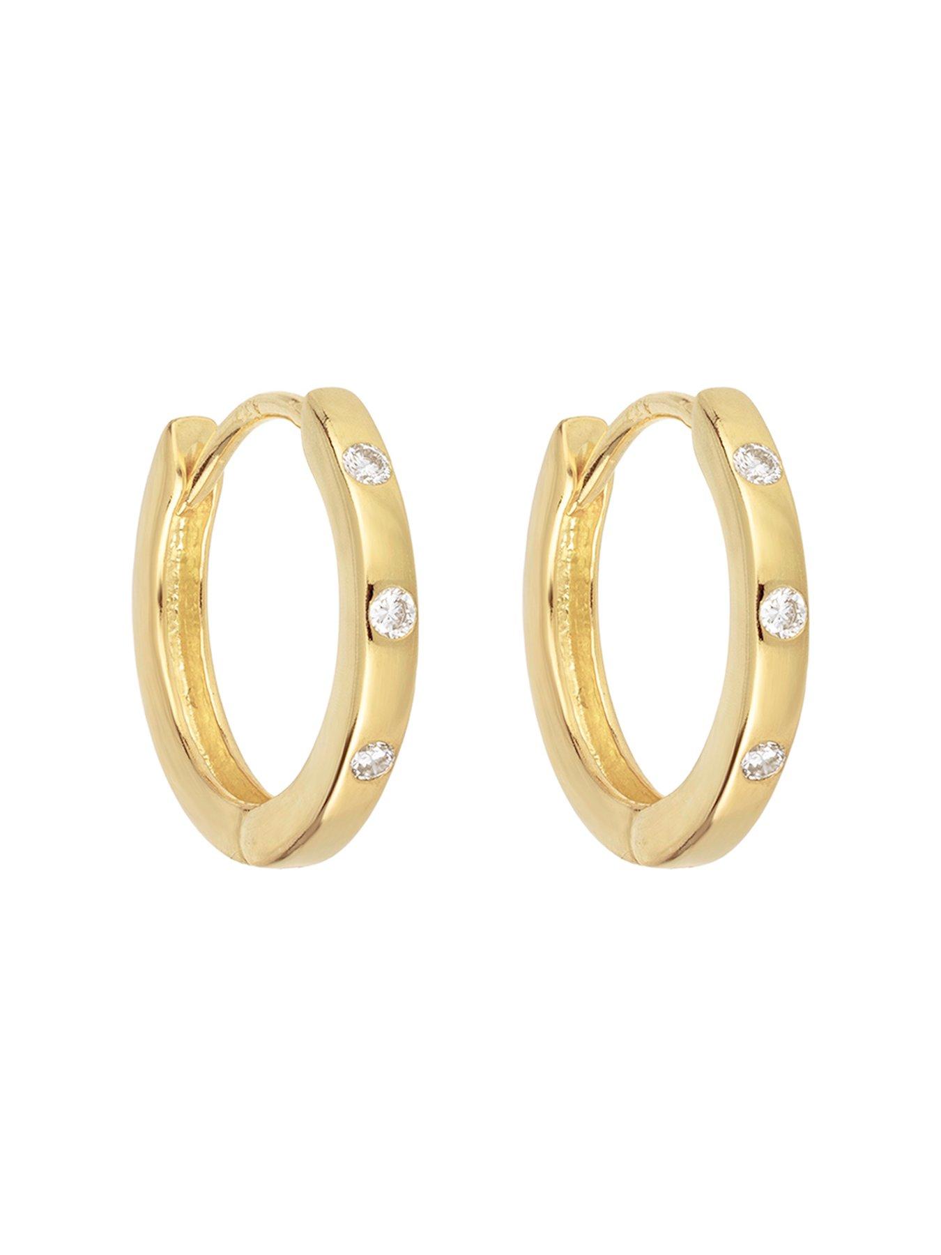 Image 2 of 5 of The Love Collection Womens Flush-Set Lab Grown Diamond Huggie Earrings - Multi