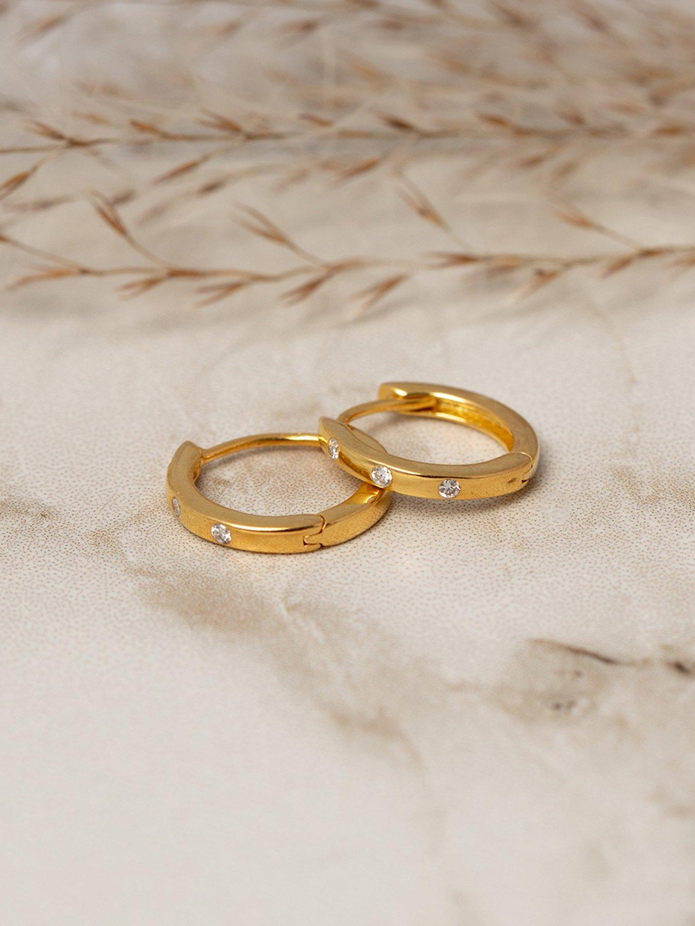 Image 3 of 5 of The Love Collection Womens Flush-Set Lab Grown Diamond Huggie Earrings - Multi