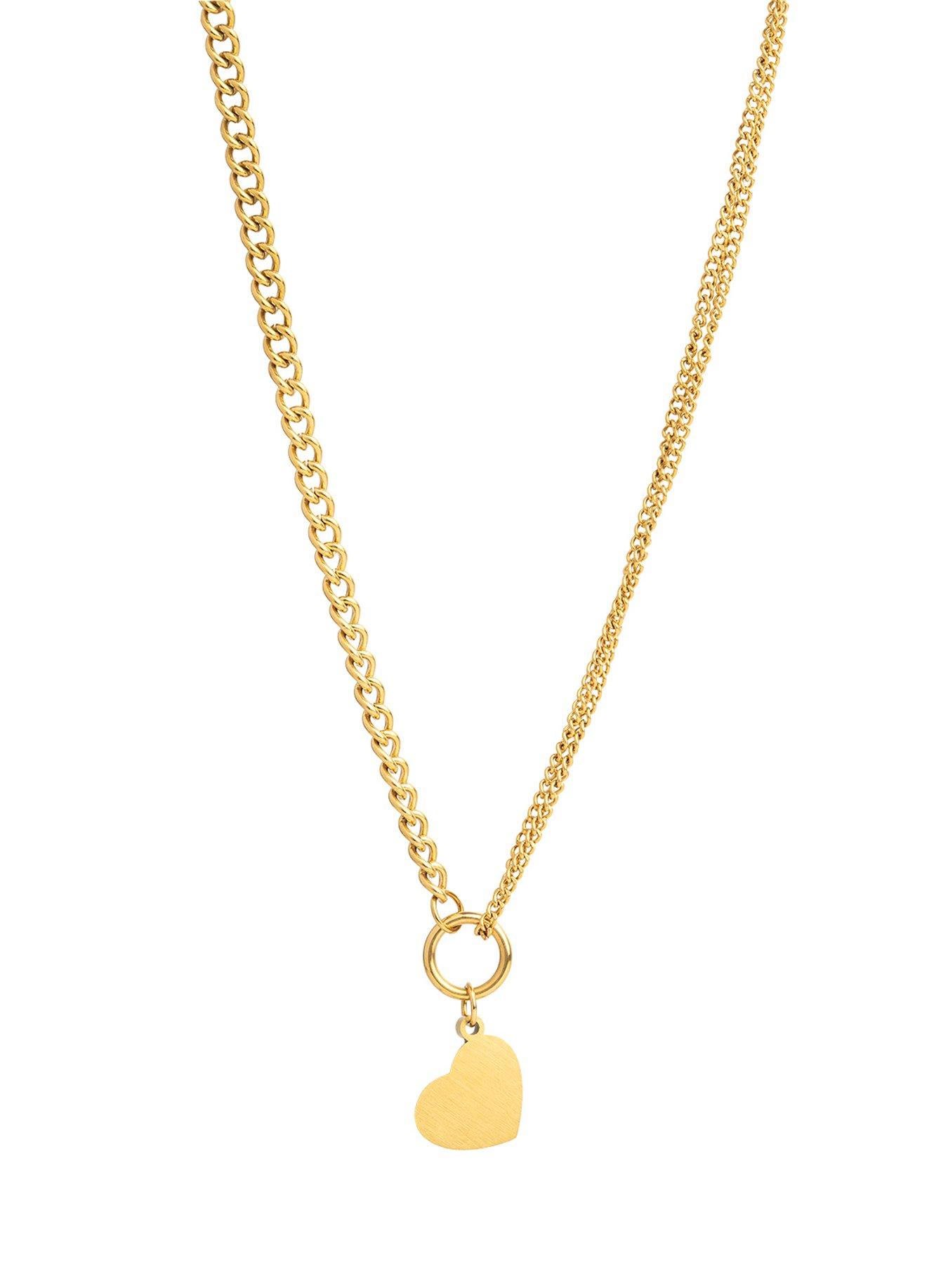 Image 3 of 6 of The Love Collection Gold Plated Stainless Steel Heart Personalised Necklace & Earrings Set