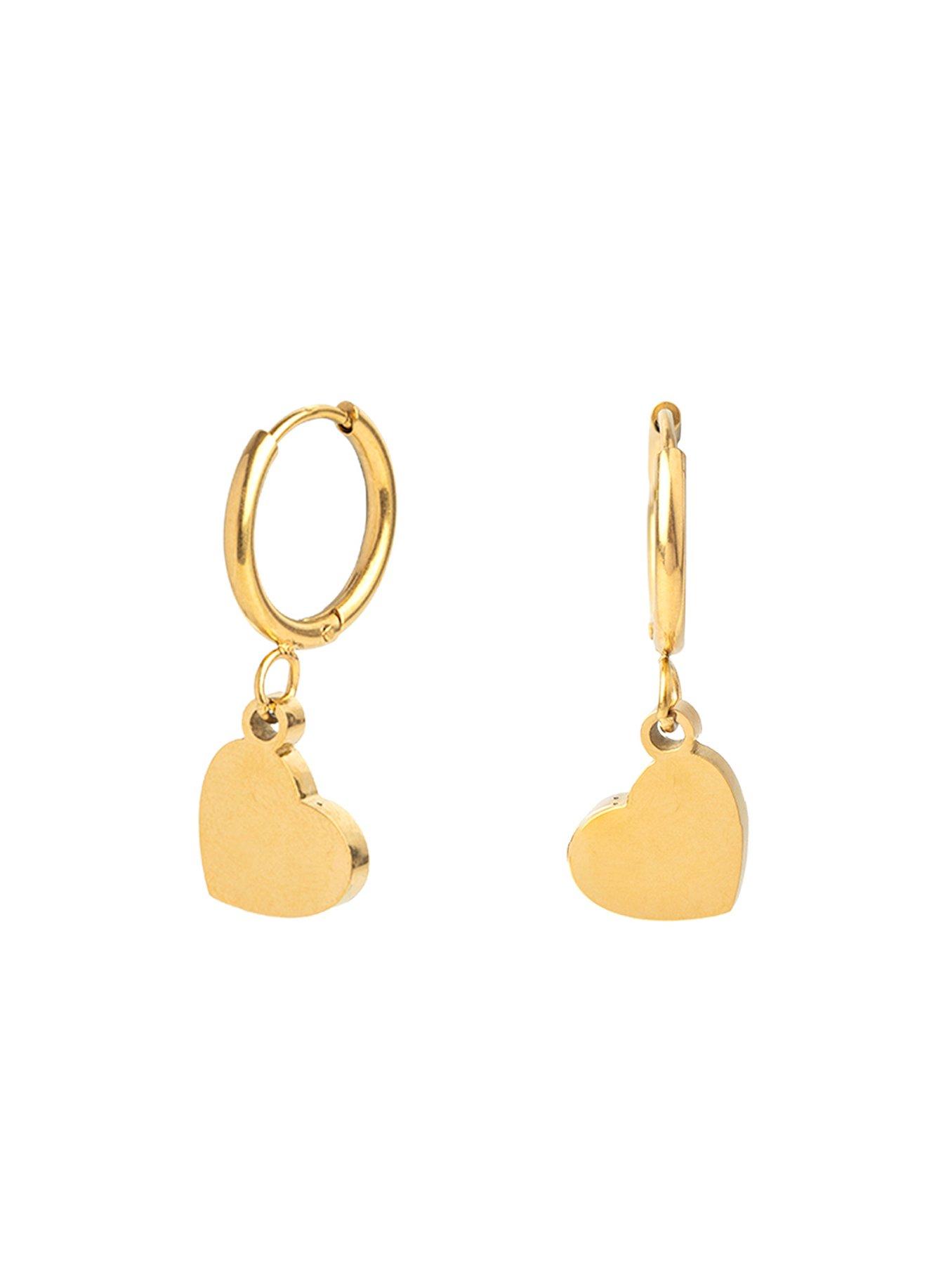 Image 4 of 6 of The Love Collection Gold Plated Stainless Steel Heart Personalised Necklace & Earrings Set