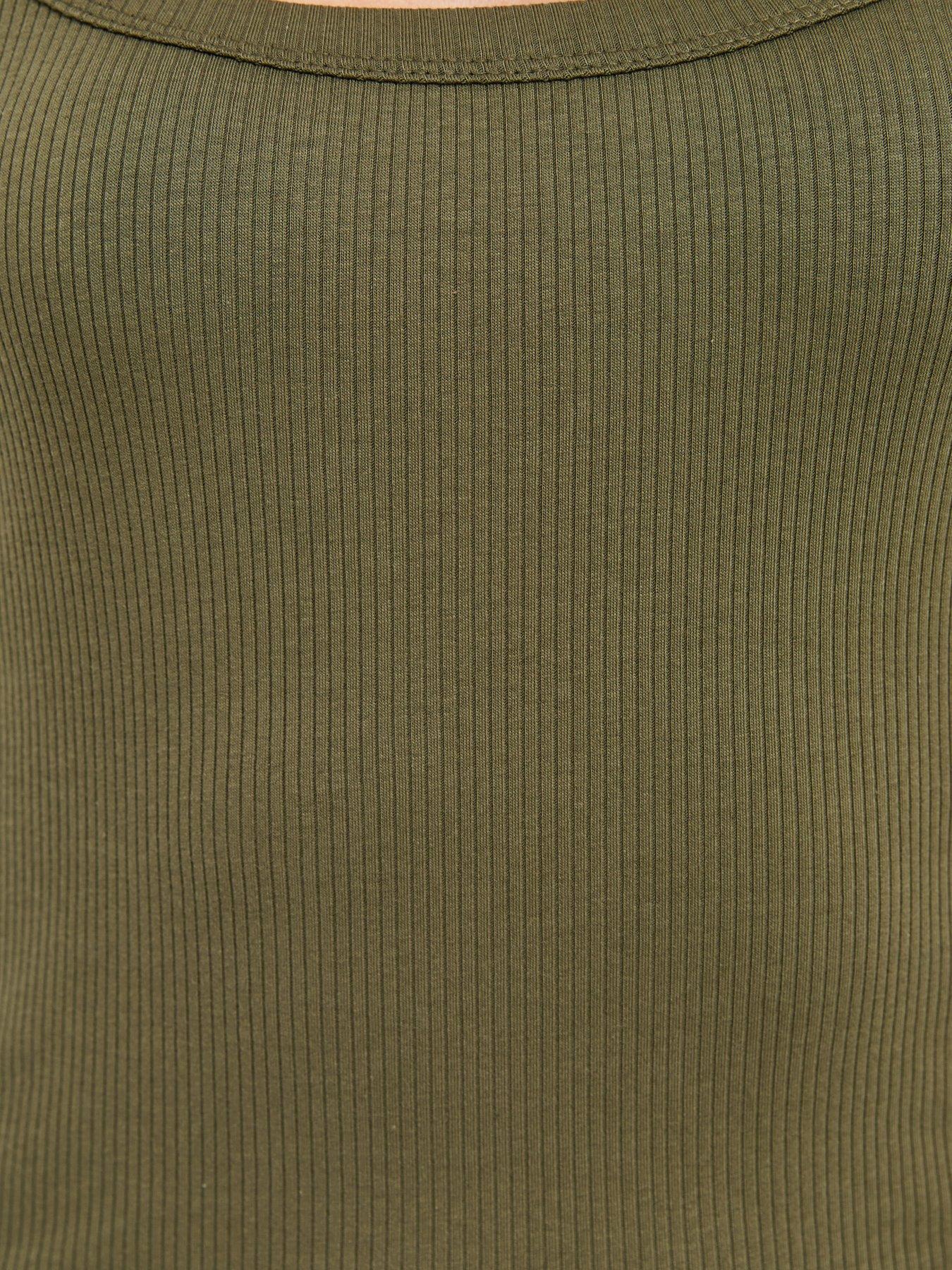 Image 6 of 6 of New Look Cotton Rich Long Sleeve Ribbed Scoop Neck Top - Green
