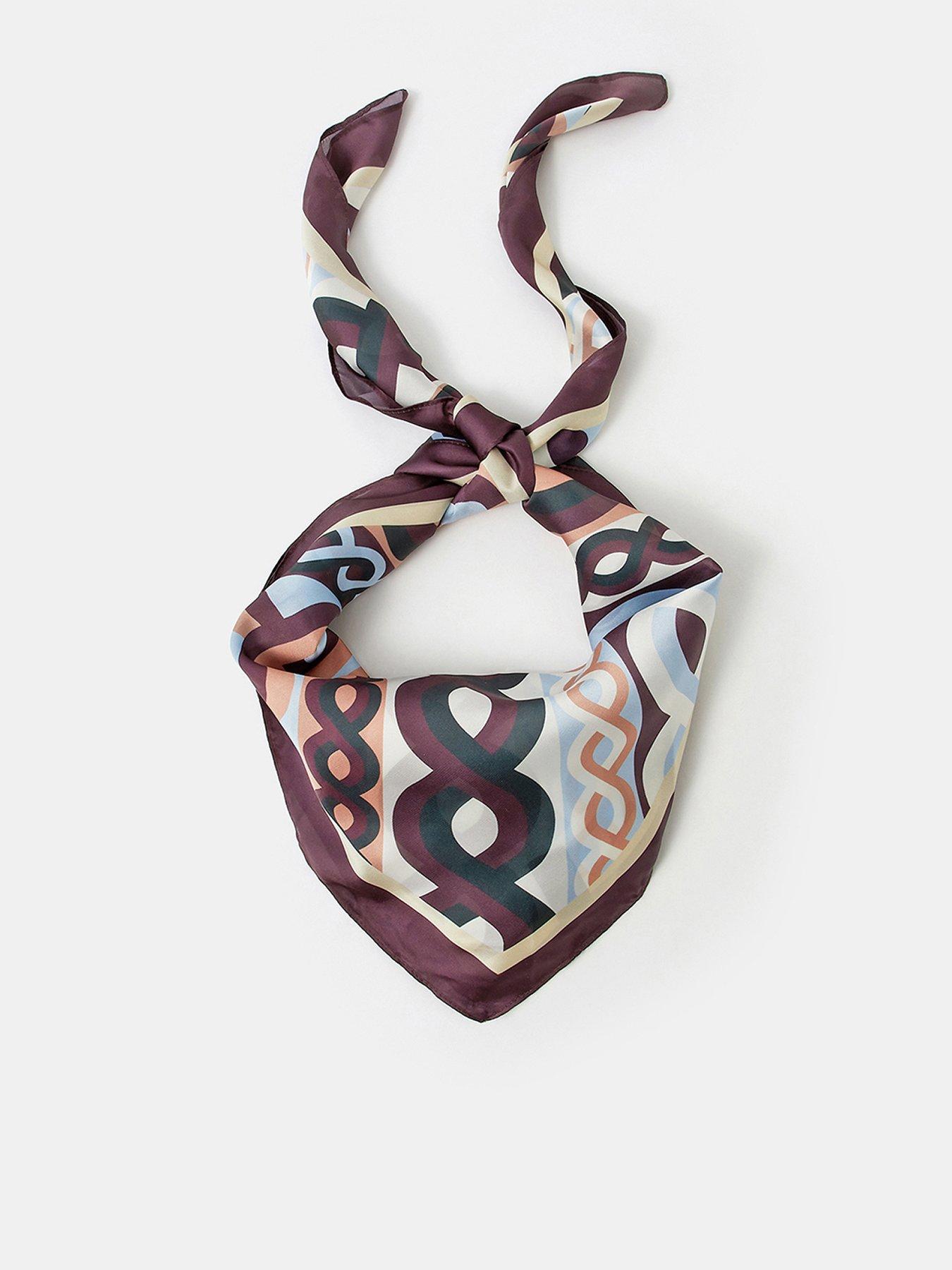 Image 1 of 3 of Accessorize Multi Link Print Satin Square Scarf - Multi