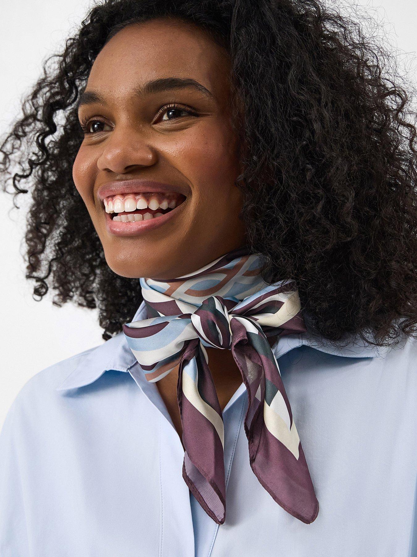 Image 2 of 3 of Accessorize Multi Link Print Satin Square Scarf - Multi