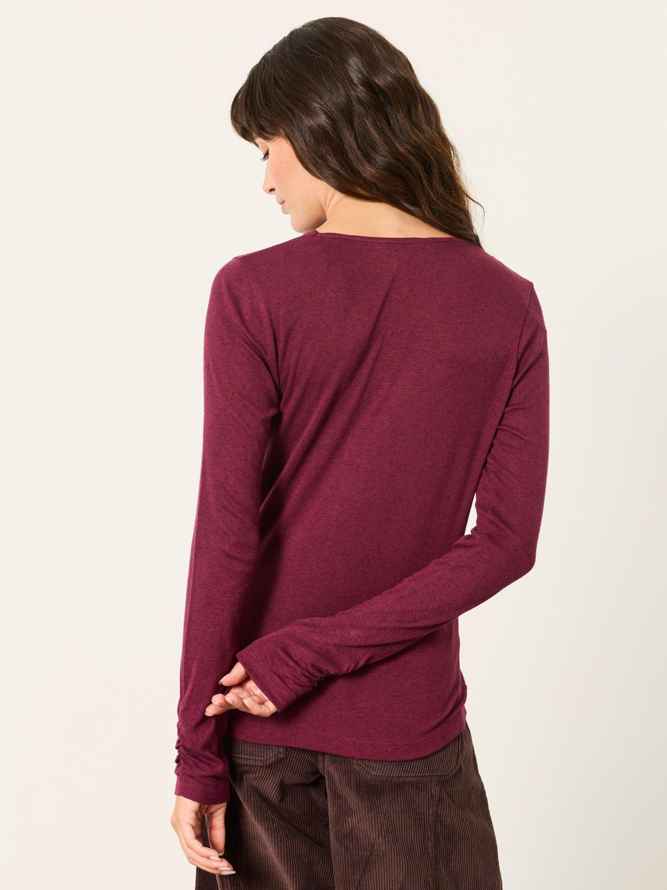 Image 2 of 6 of FatFace Womens Twist Front Long Sleeve T-Shirt - Purple