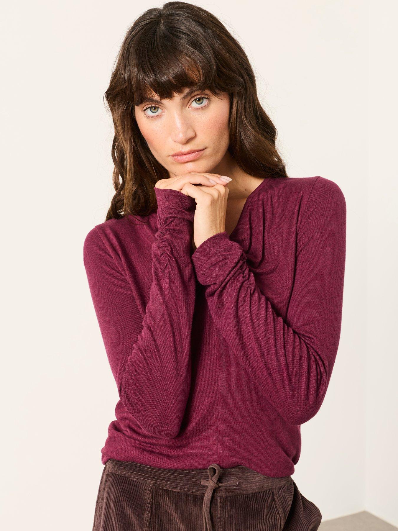 Image 5 of 6 of FatFace Womens Twist Front Long Sleeve T-Shirt - Purple