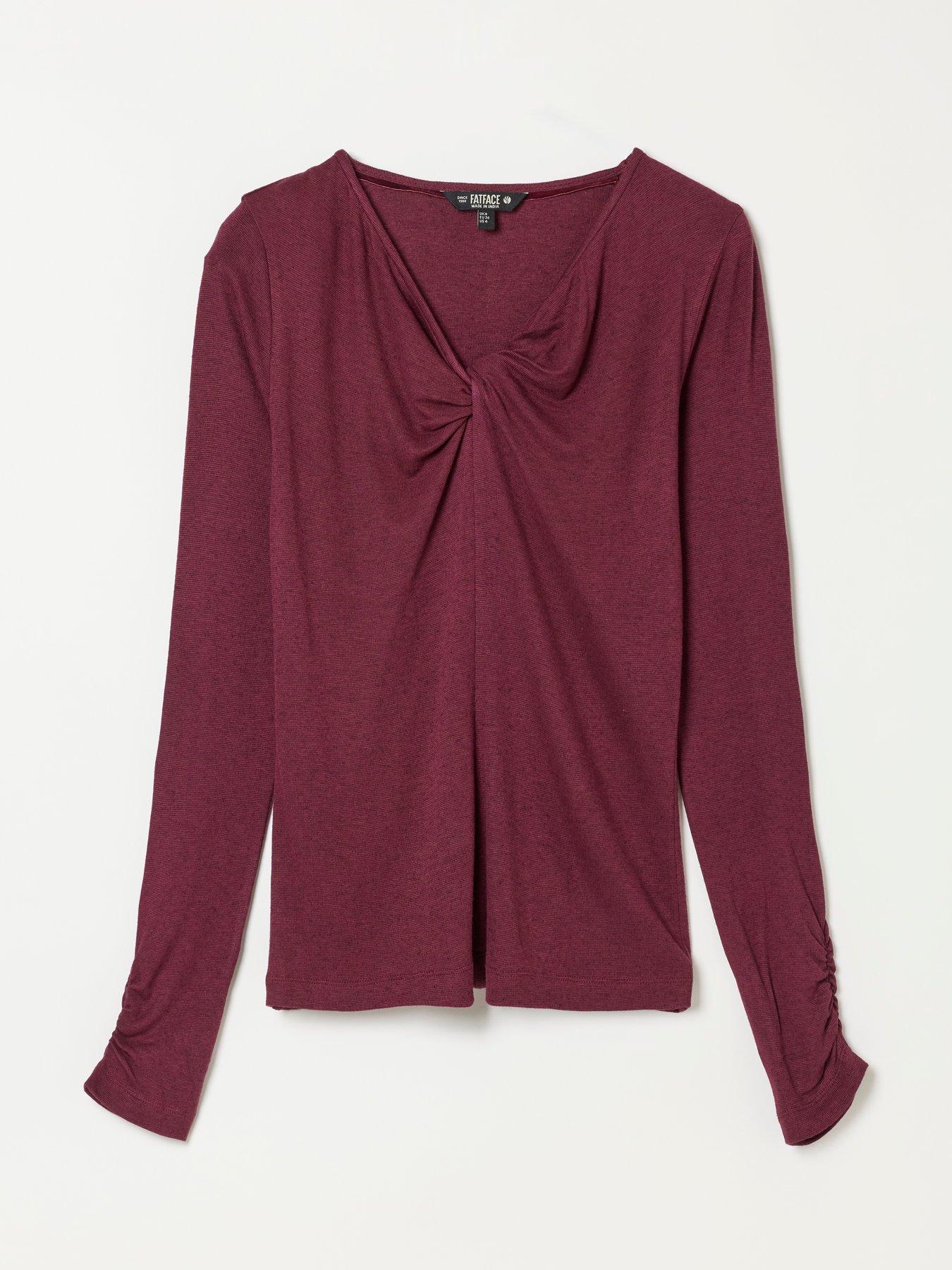 Image 6 of 6 of FatFace Womens Twist Front Long Sleeve T-Shirt - Purple