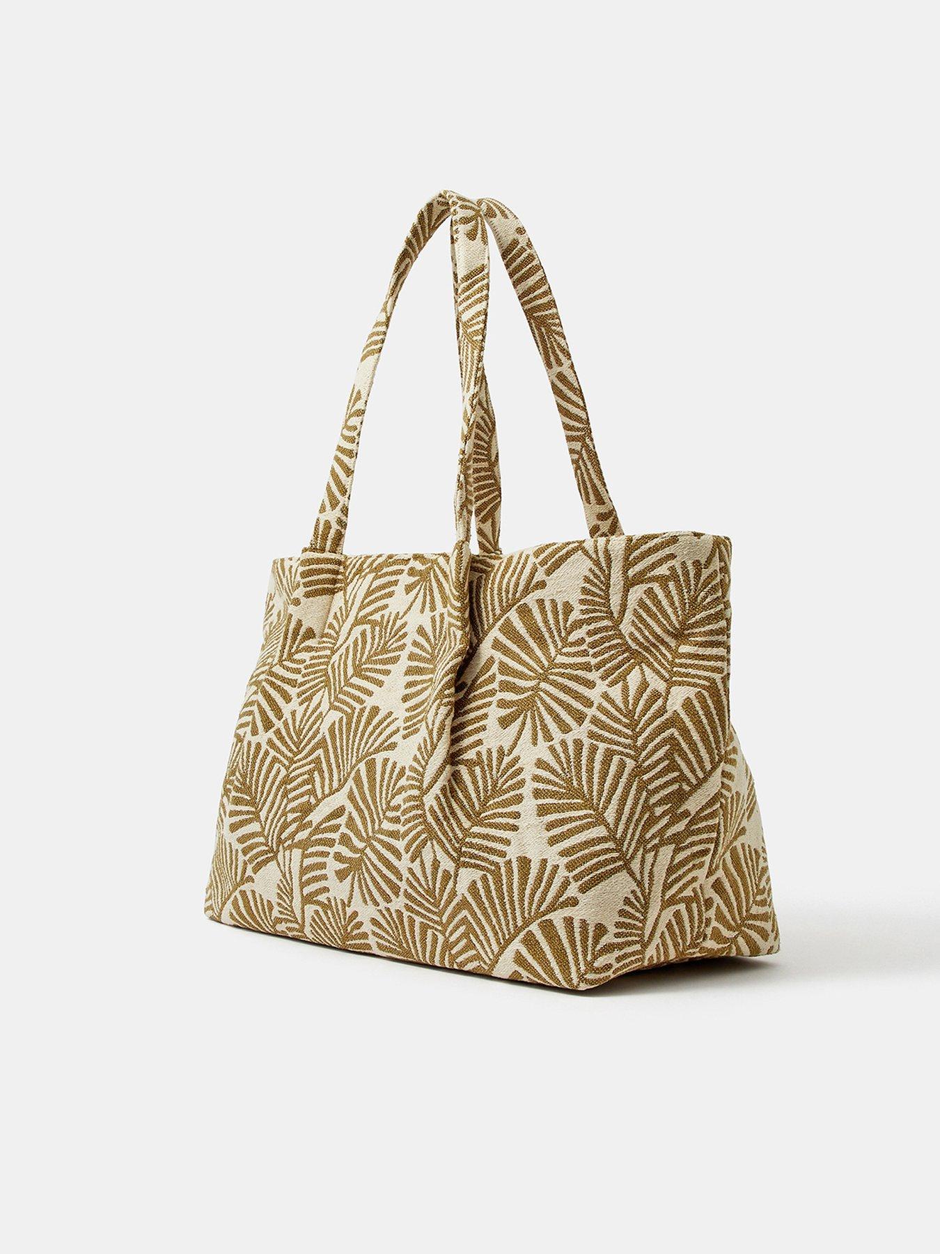 Image 3 of 5 of Accessorize Large Palm Leaf Tote Bag - Green