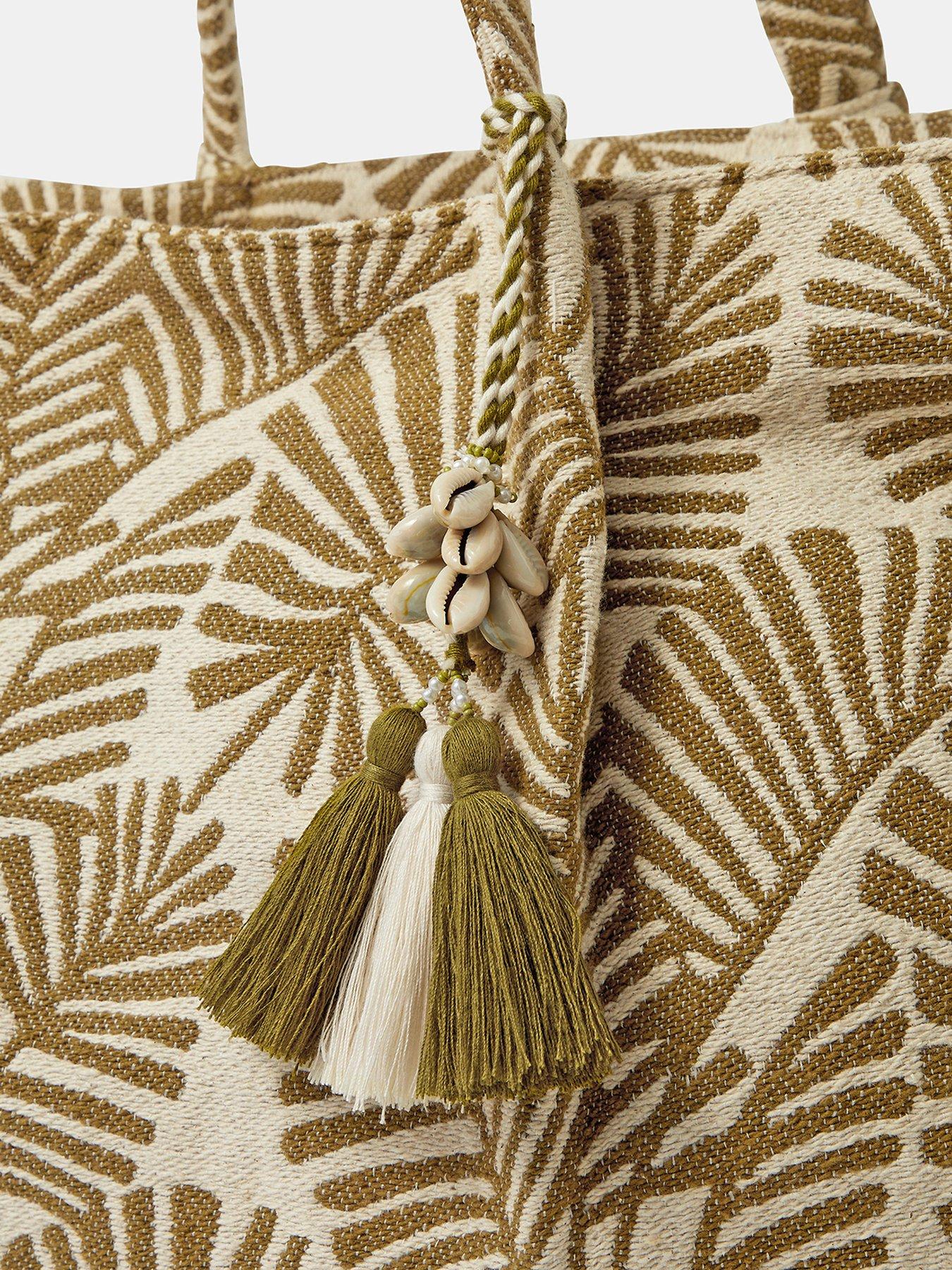 Image 5 of 5 of Accessorize Large Palm Leaf Tote Bag - Green