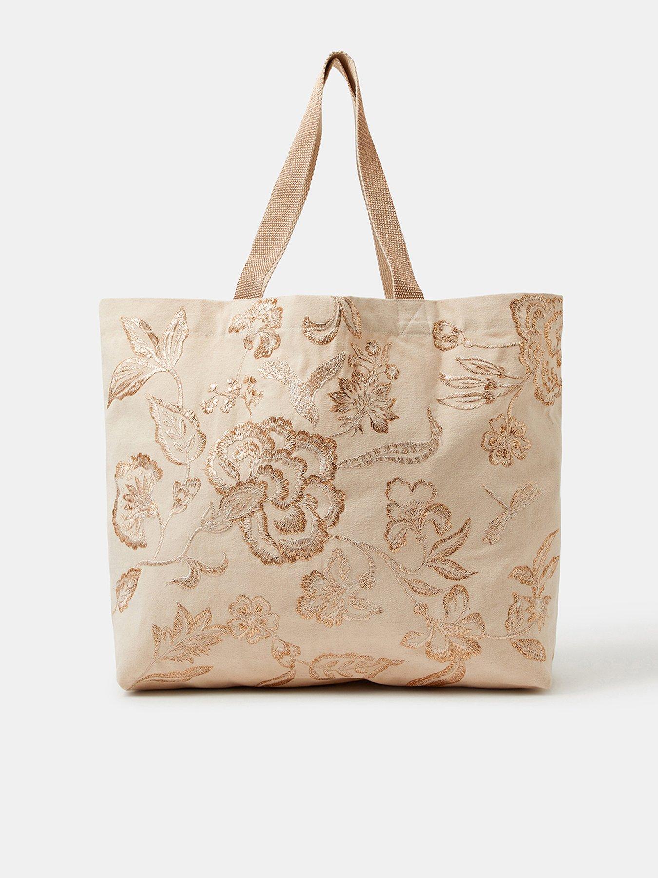 Image 1 of 5 of Monsoon METALLIC FLORAL SHOPPER