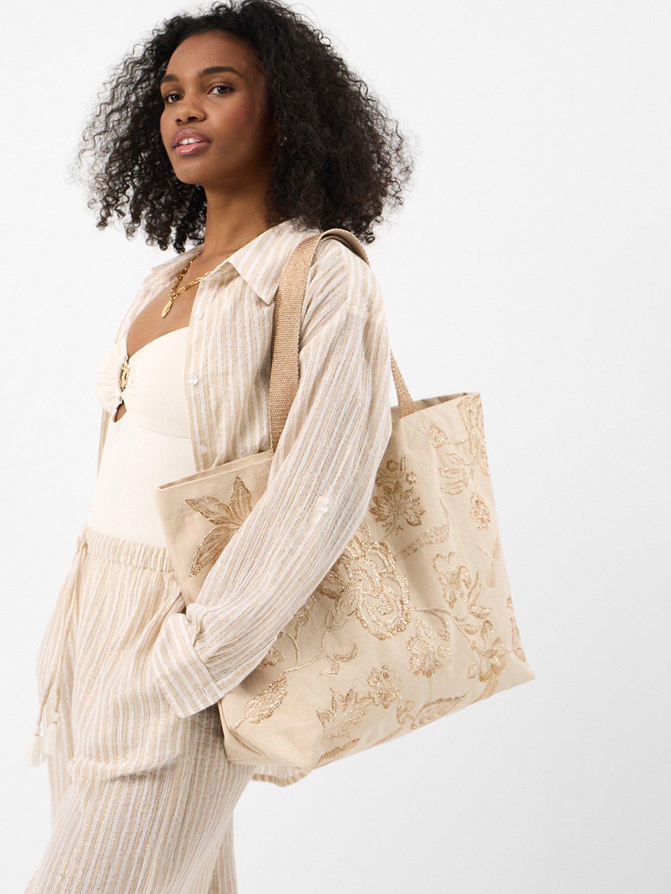 Image 2 of 5 of Monsoon METALLIC FLORAL SHOPPER