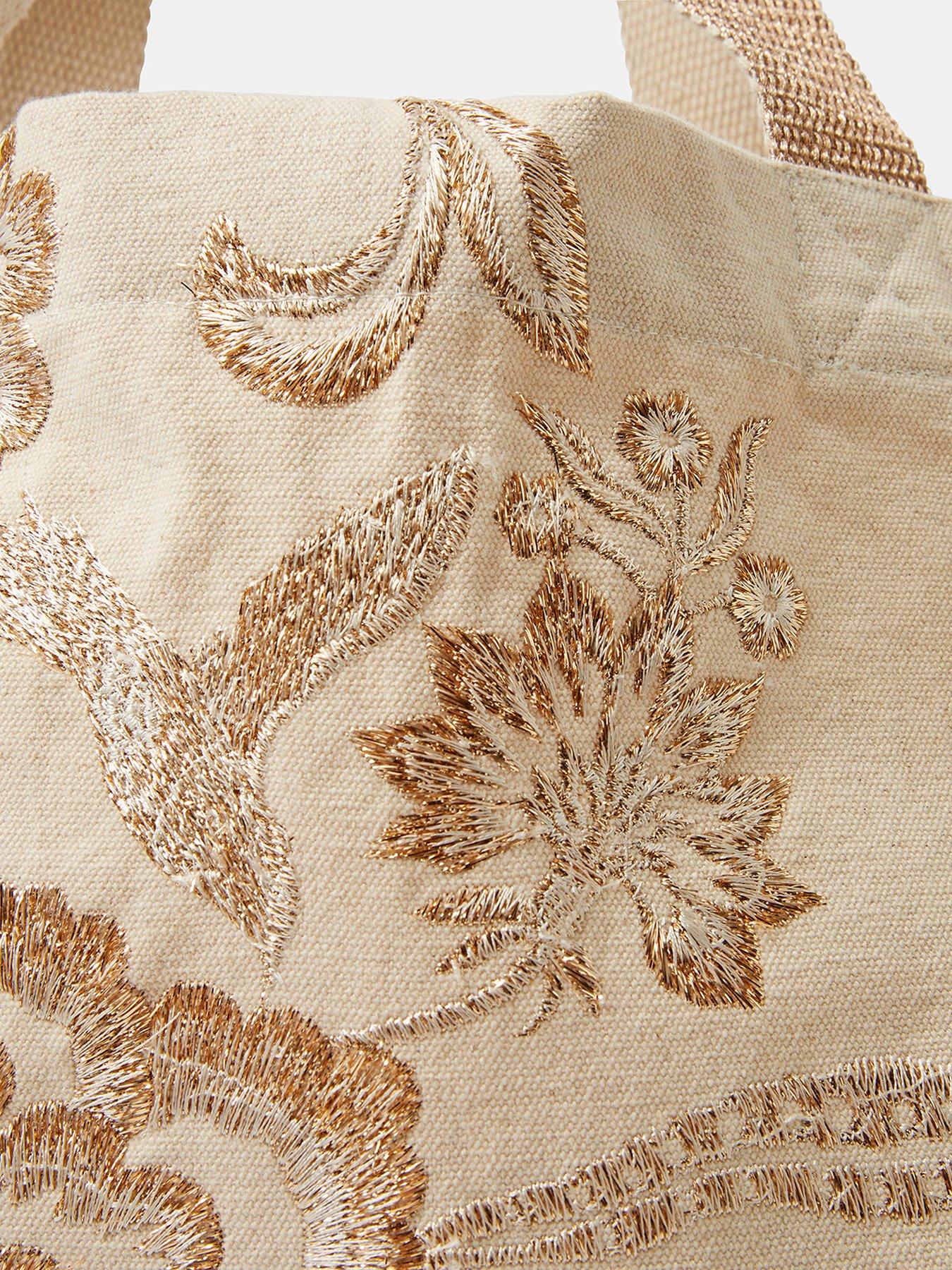 Image 5 of 5 of Monsoon METALLIC FLORAL SHOPPER