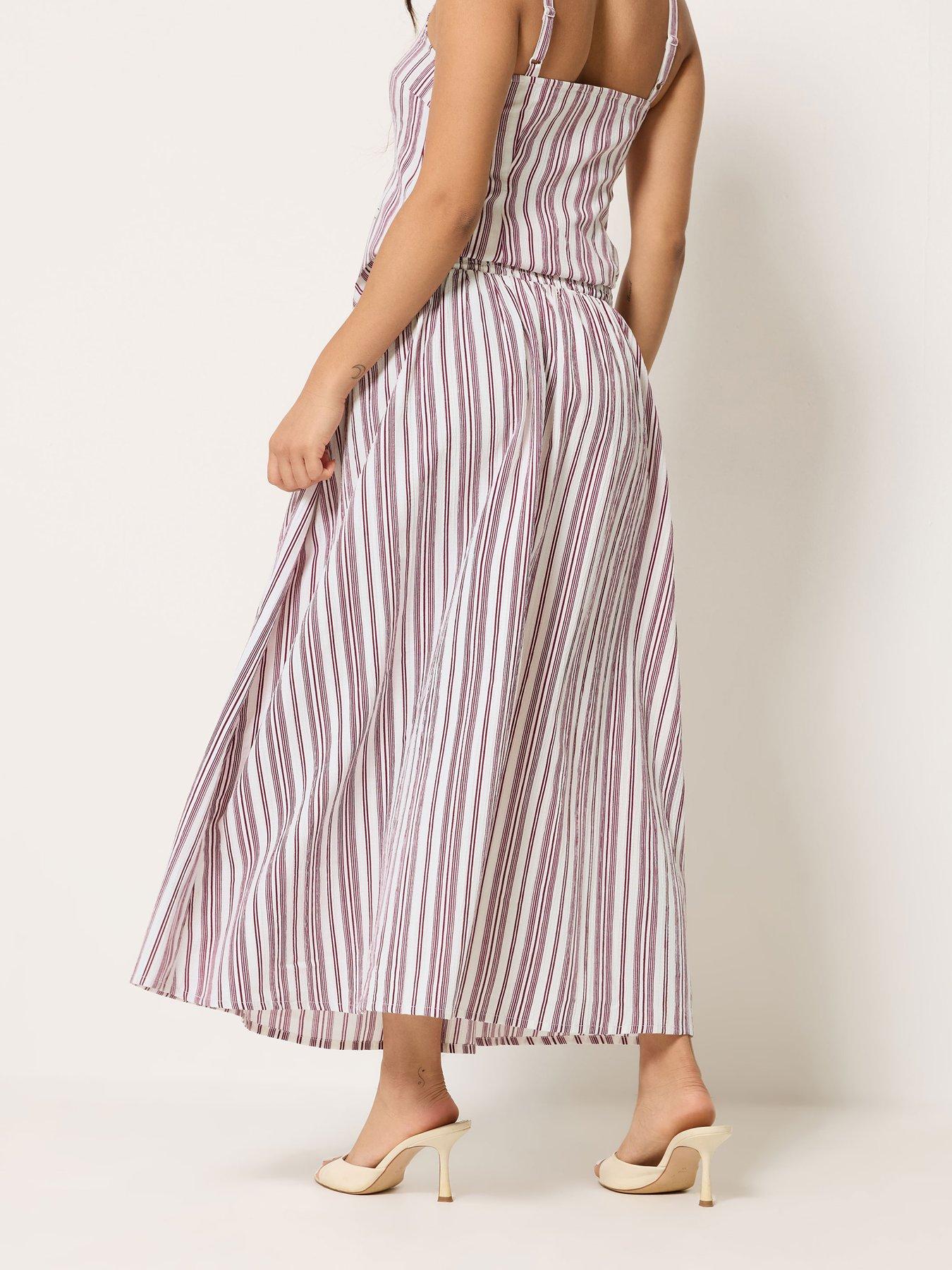 Image 2 of 4 of PixieGirl Petite Stripe Maxi Skirt - Red