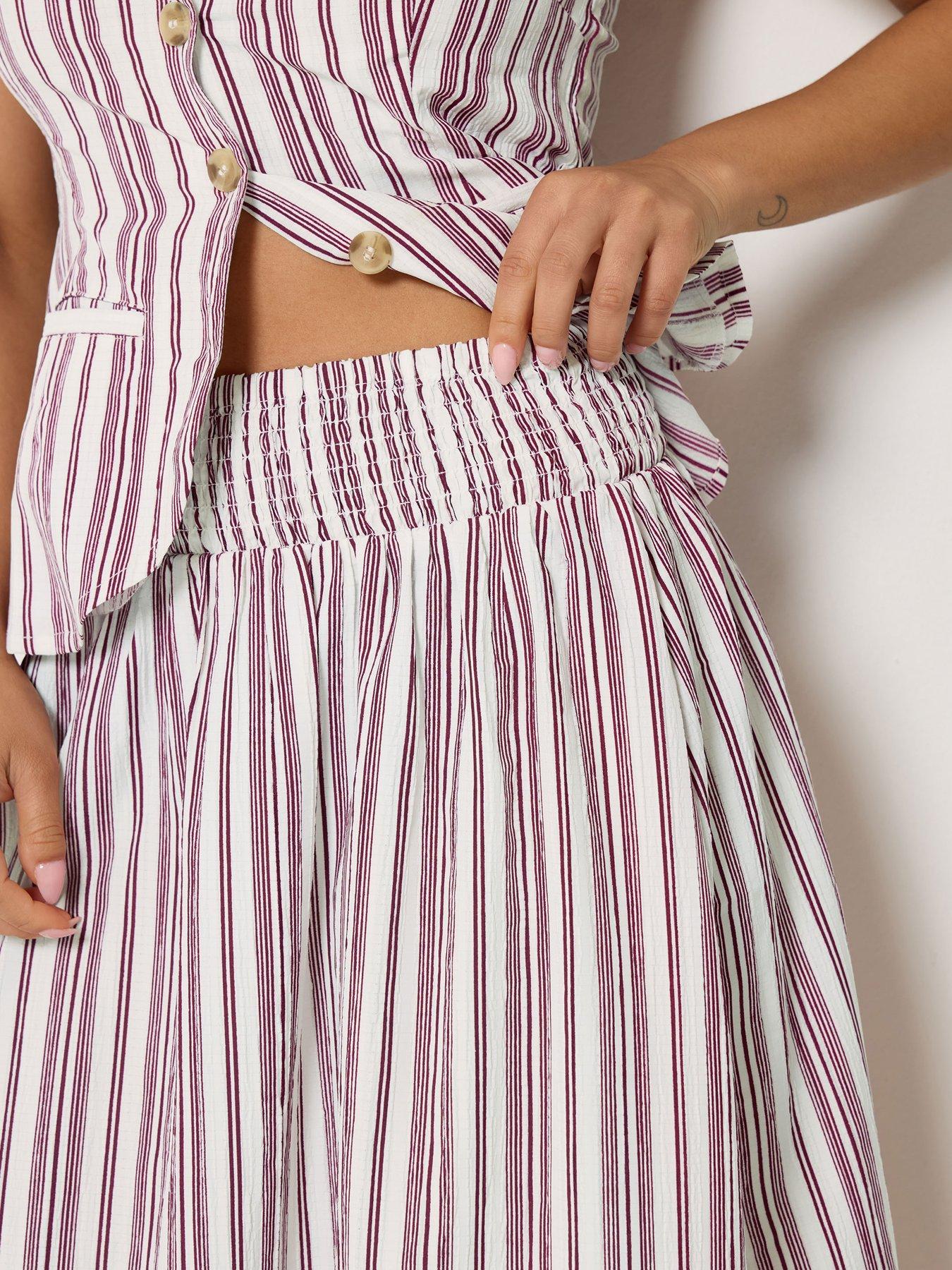 Image 4 of 4 of PixieGirl Petite Stripe Maxi Skirt - Red