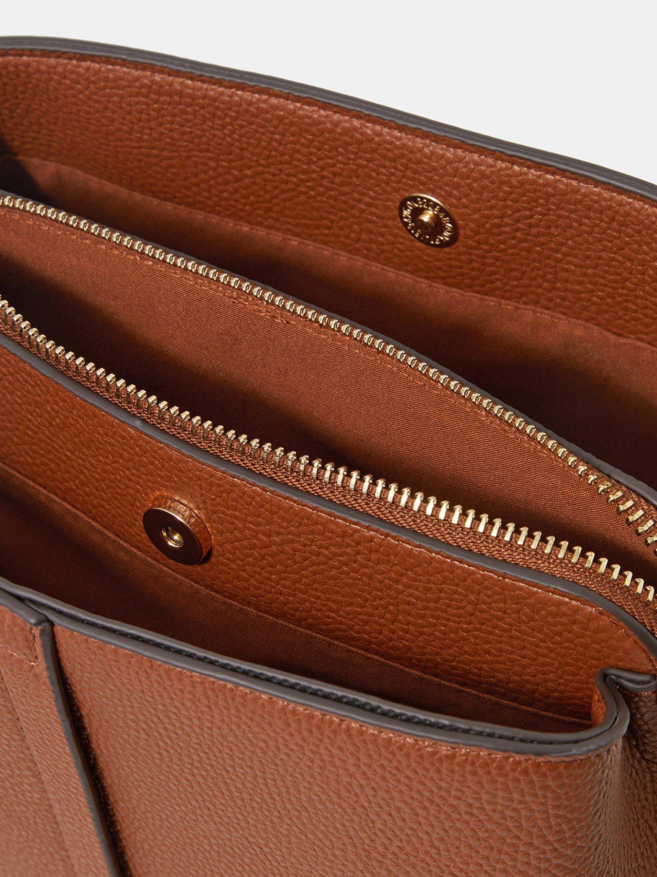 Image 5 of 5 of Accessorize Womens Webbing Strap Zip Crossbody Bag - Brown