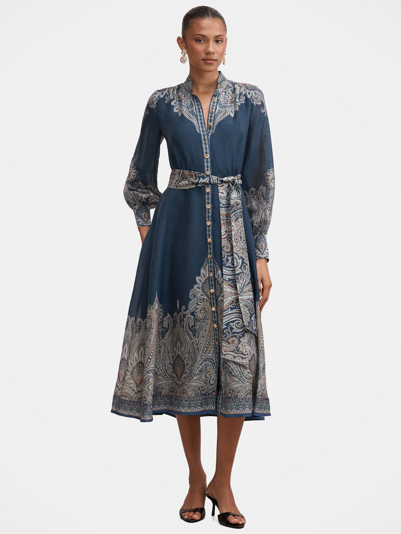 Forever New Lucena Button Front Midi - Blue