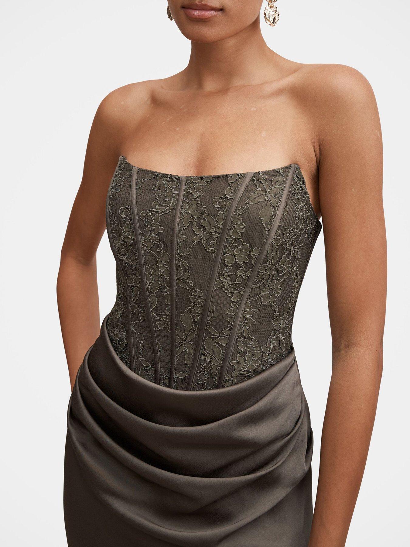 forever new green lace dress Ivy Corset Drape Maxi - Back Style: Keyhole Back
