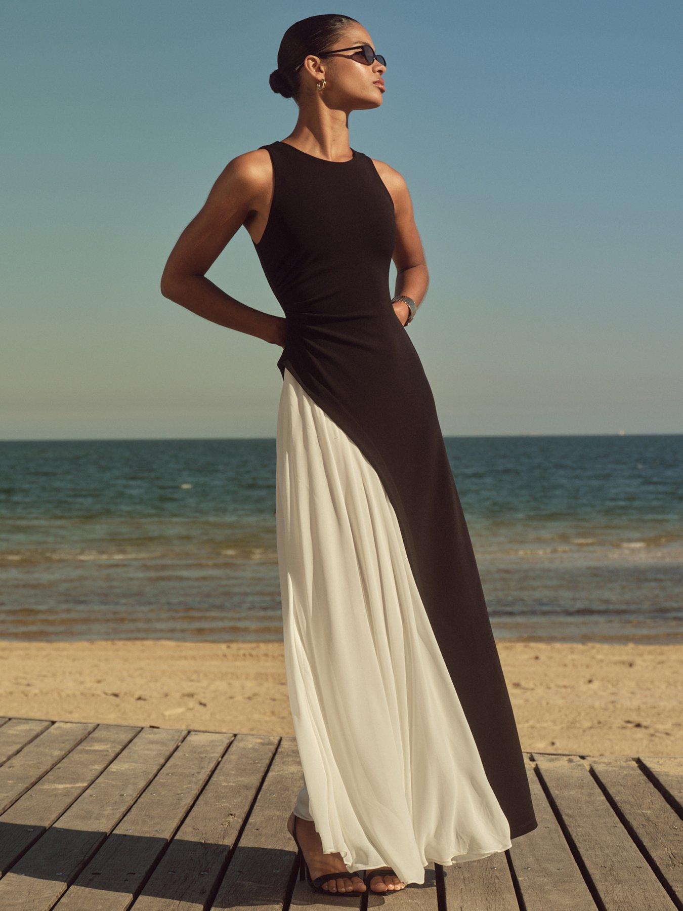 Image 1 of 7 of Forever New Candace Contrast Panel Sleeveless Maxi Dress - Multi