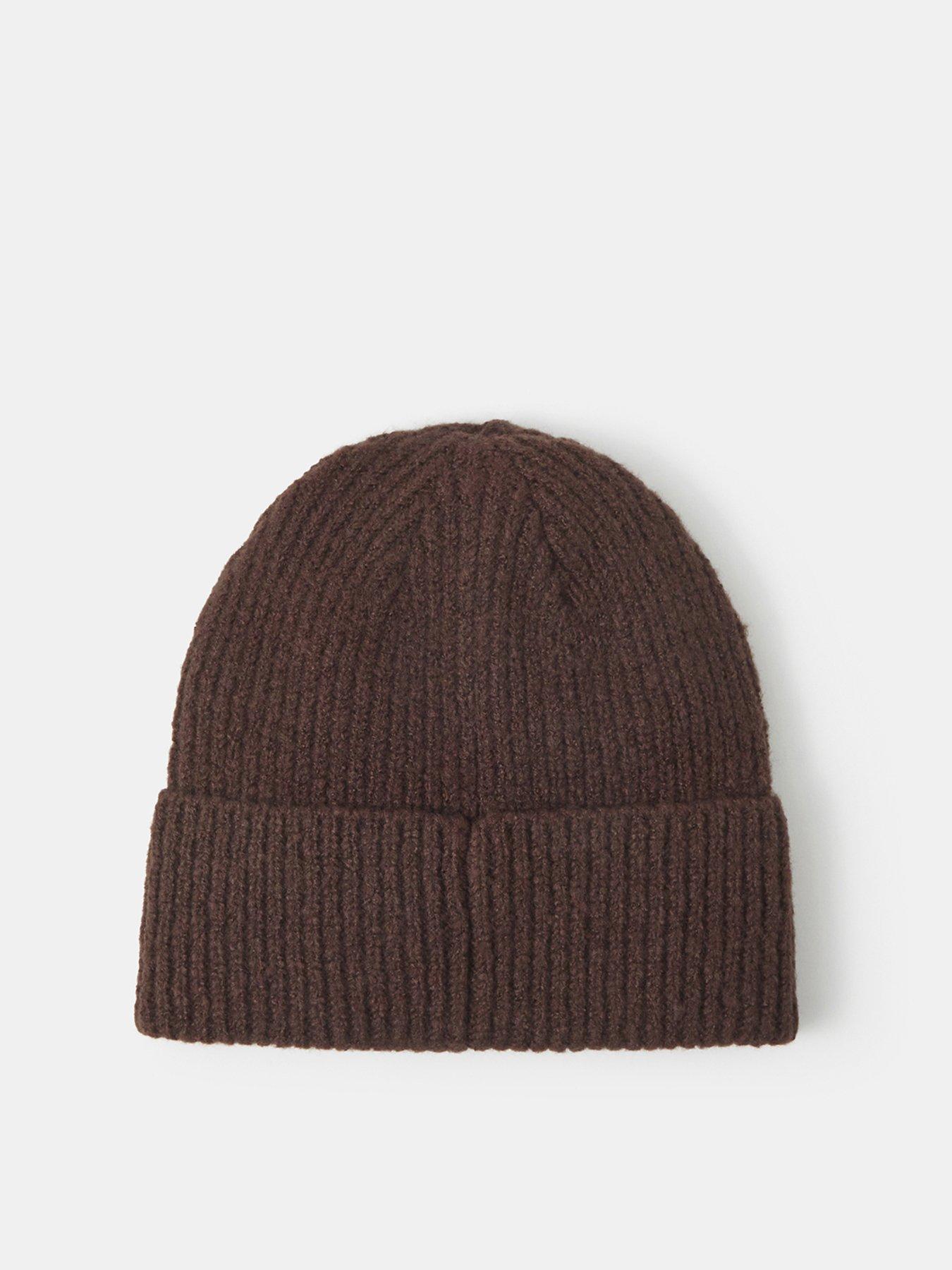 Image 3 of 4 of Accessorize Ribbed Heart Embroidered Beanie Hat - Brown
