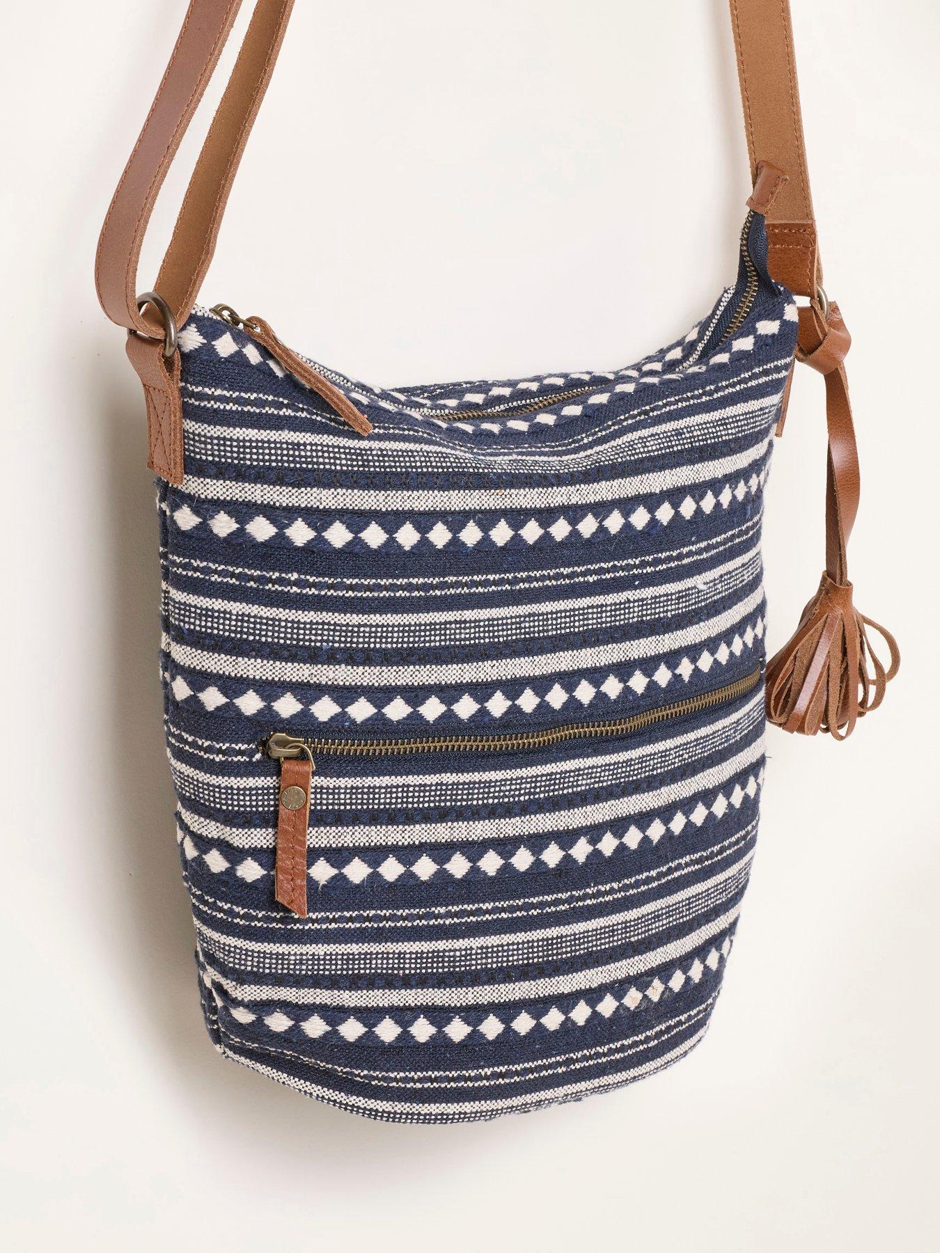 Image 2 of 3 of FatFace Womens Evalie Geo Woven Zip Pocket Cross-Body Bag - Navy