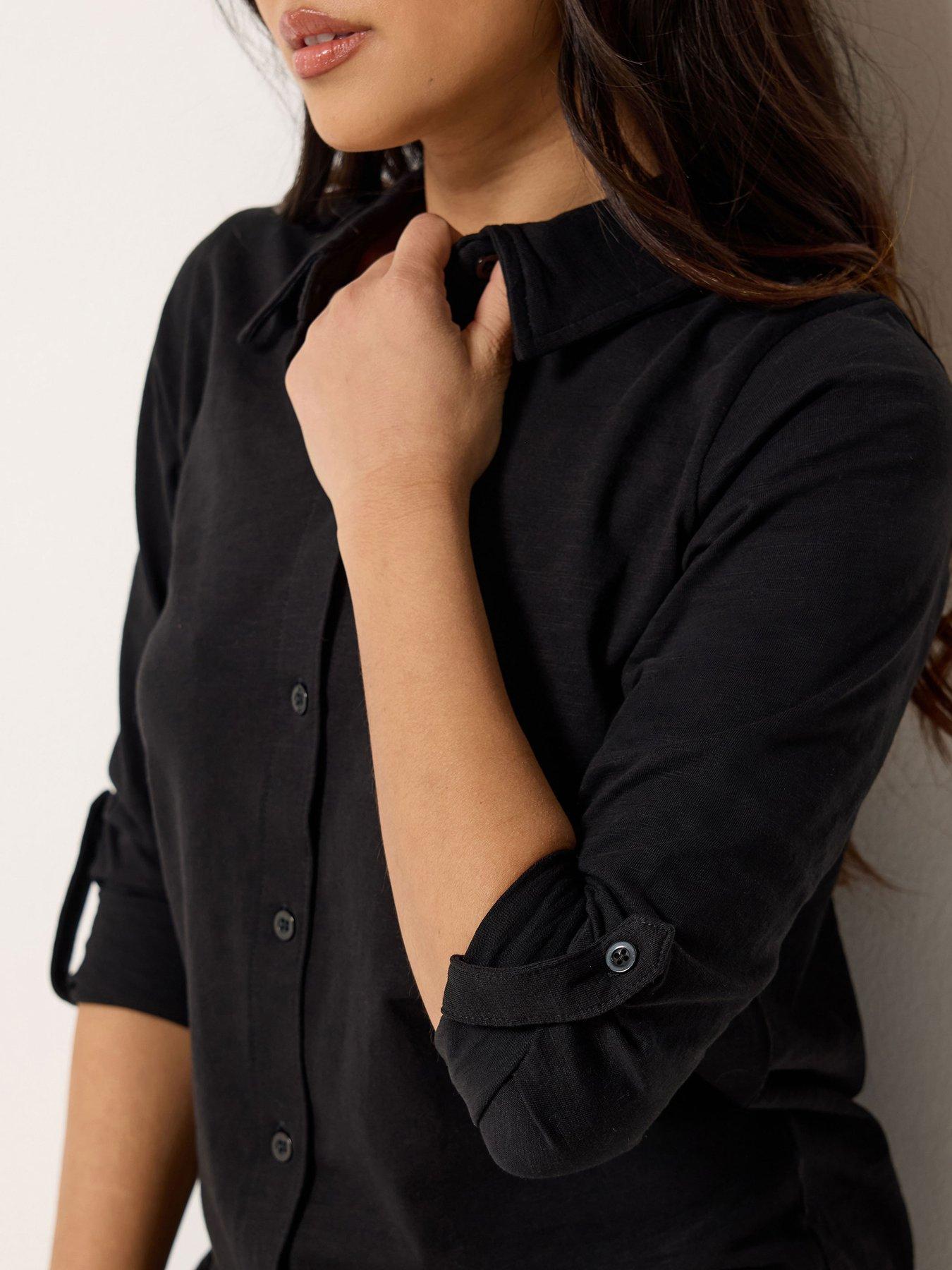 Image 4 of 4 of PixieGirl Petite Turn Back Sleeve Jersey Shirt