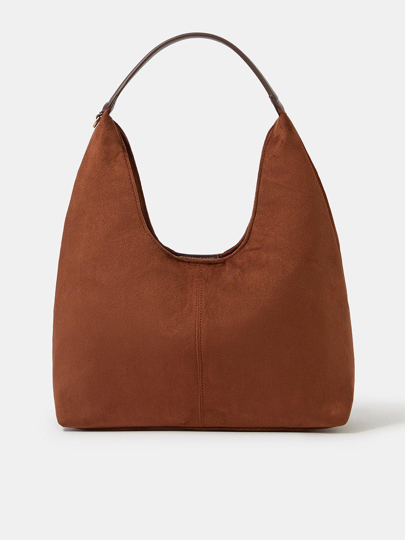 Image 1 of 5 of Monsoon Suedette Slouch Shoulder Bag - Brown