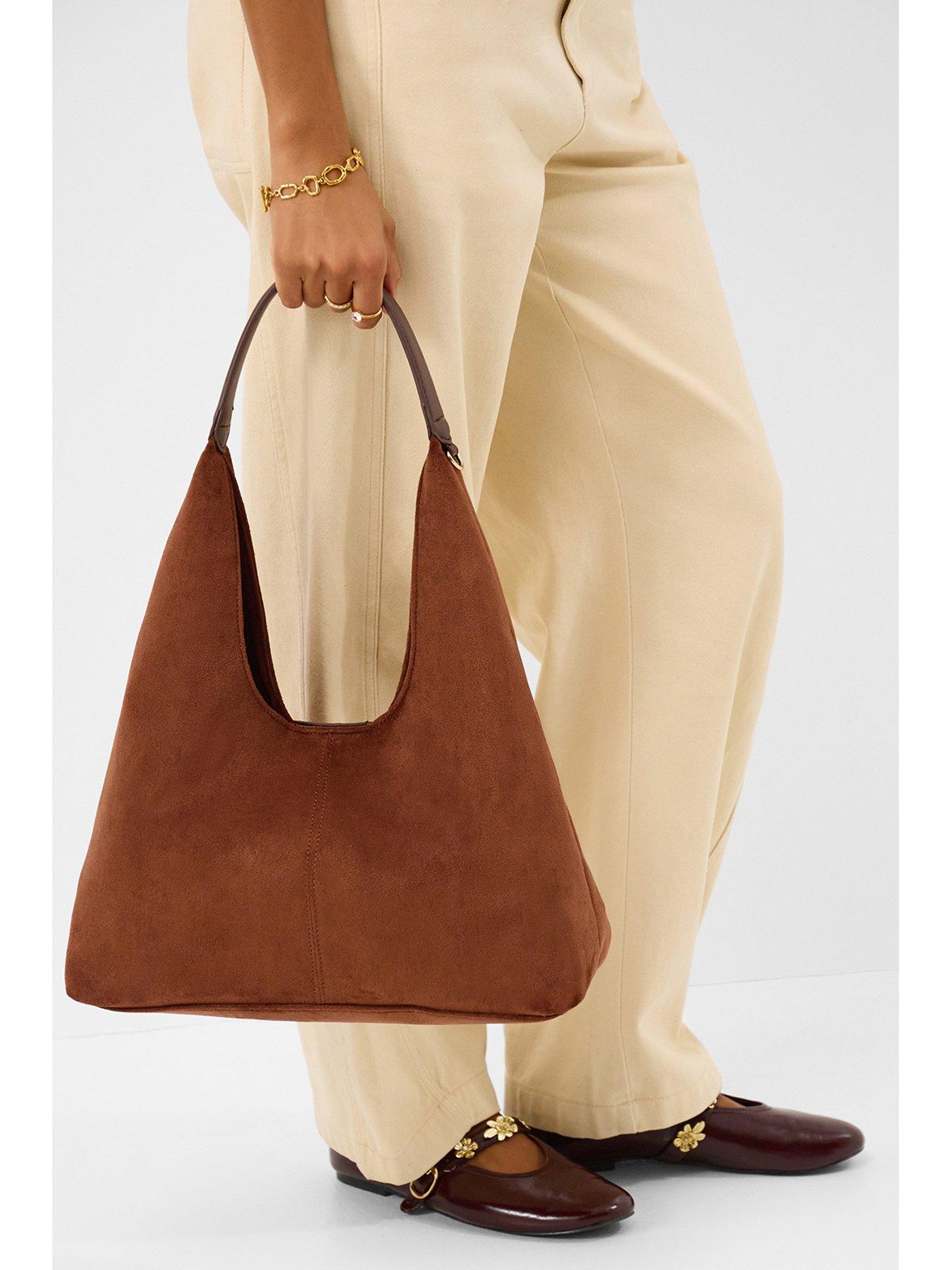 Image 2 of 5 of Monsoon Suedette Slouch Shoulder Bag - Brown