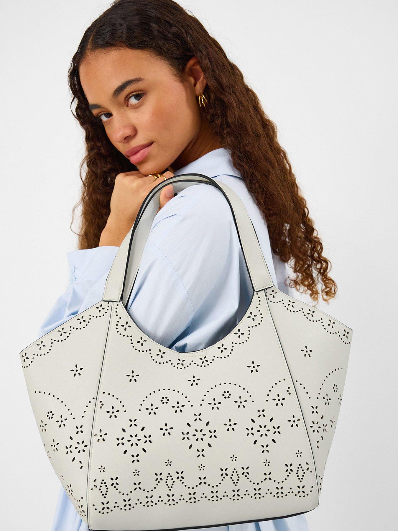 Image 2 of 5 of Accessorize Cutwork Tote Bag - White