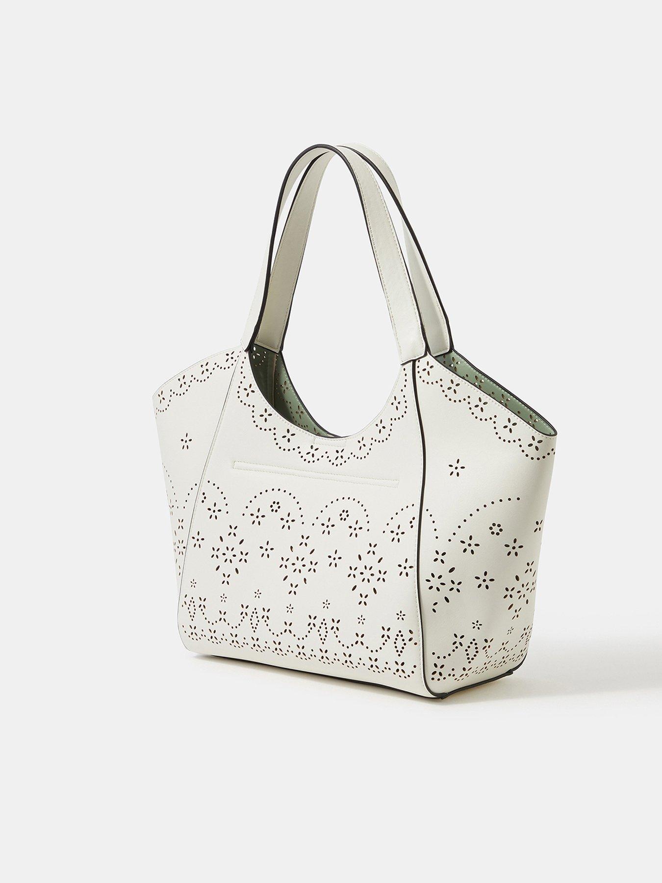 Image 3 of 5 of Accessorize Cutwork Tote Bag - White