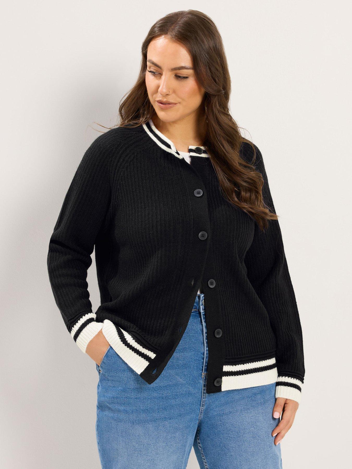 Yours Curve Long Sleeve Knitted Cardigan - Black