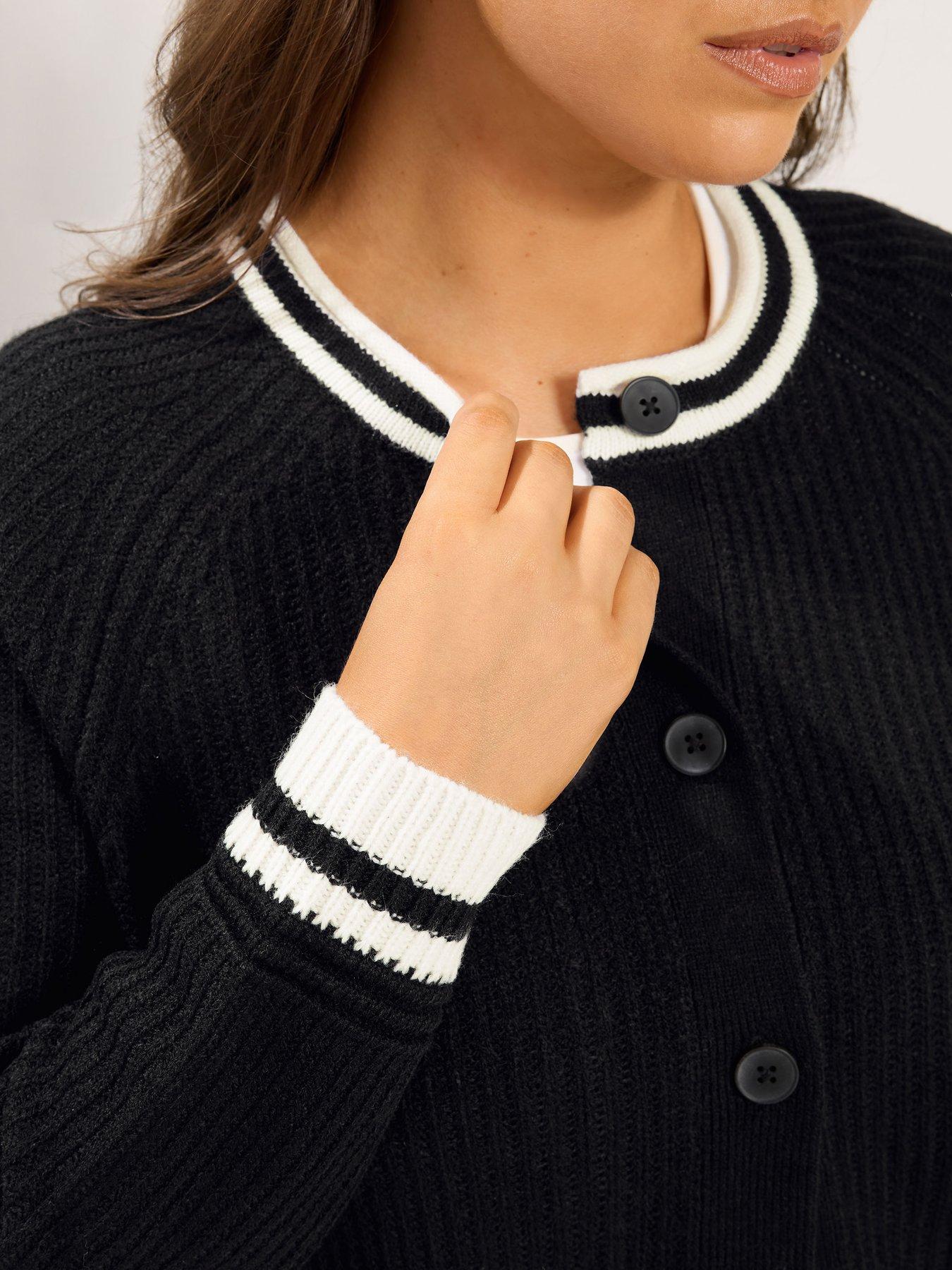Image 4 of 4 of Yours Curve Long Sleeve Knitted Cardigan - Black