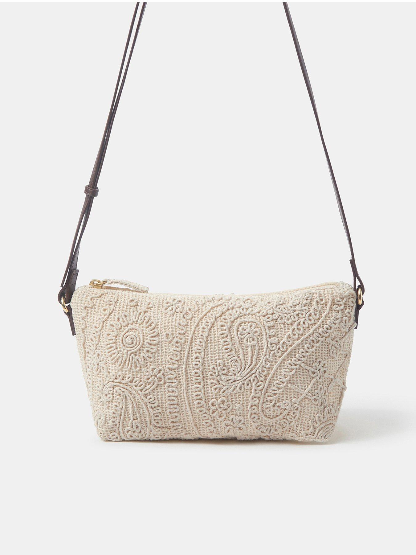 Image 1 of 4 of Accessorize Crochet Beach Crossbody Bag - Cream
