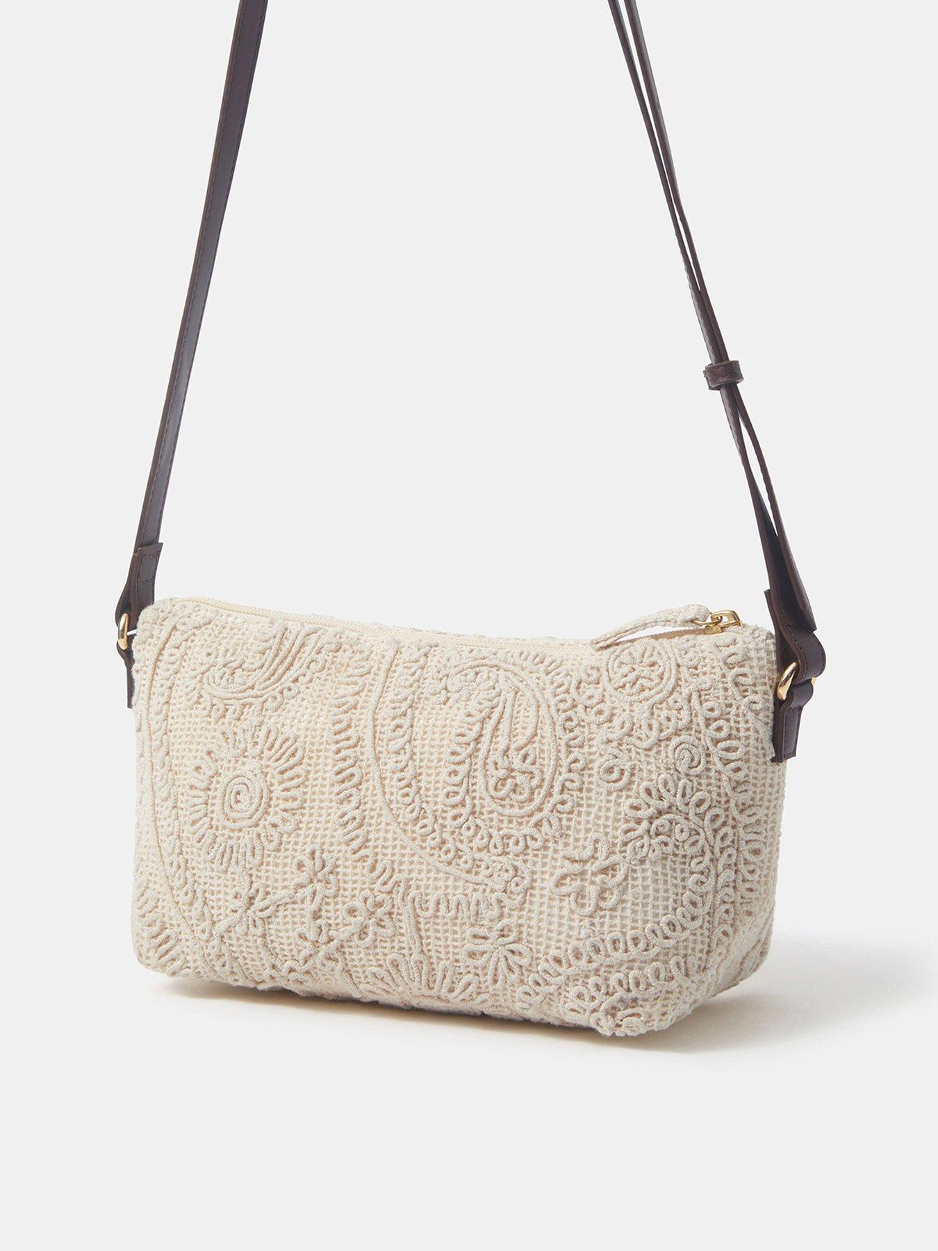 Image 2 of 4 of Accessorize Crochet Beach Crossbody Bag - Cream