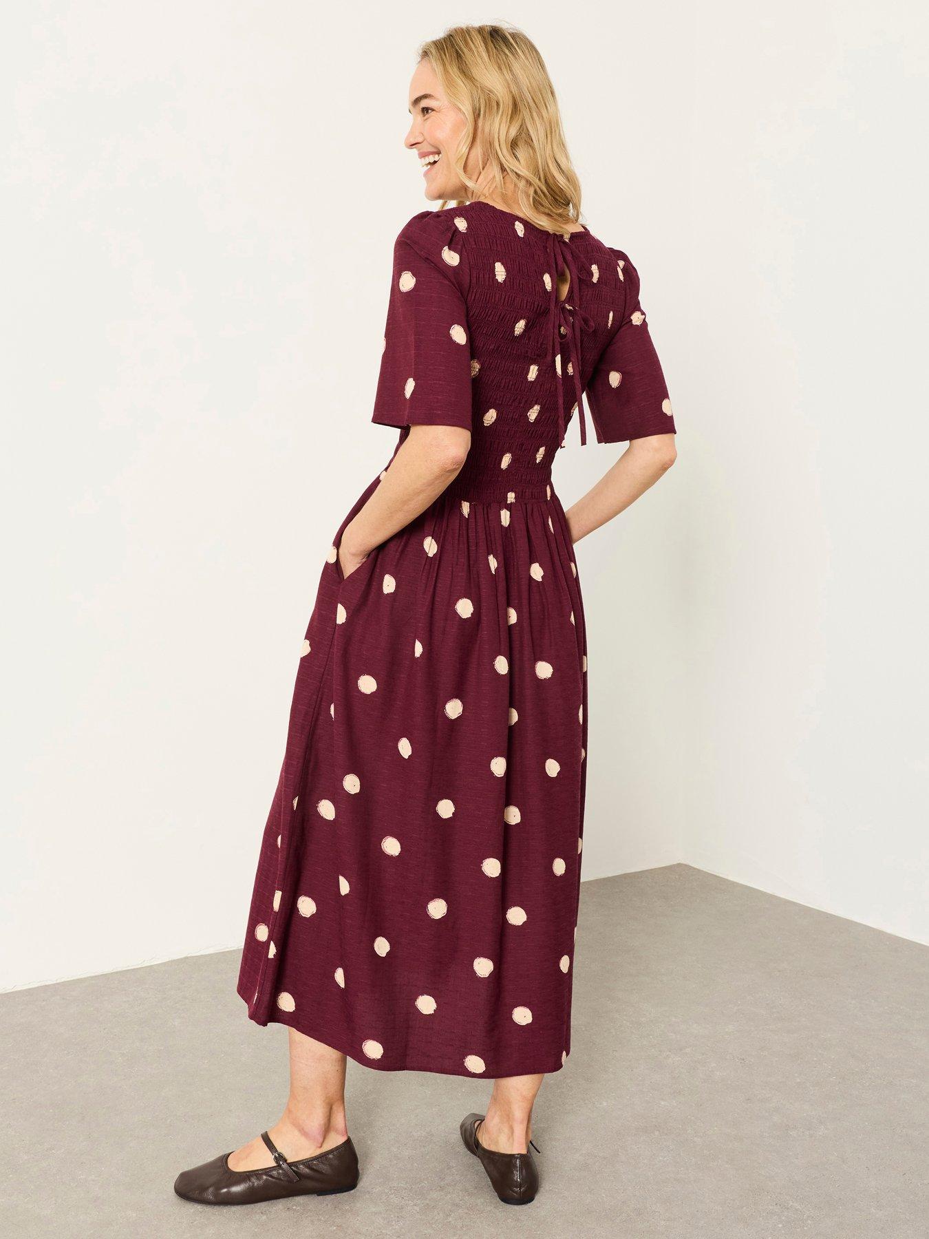 Image 2 of 6 of FatFace Alice Spot Dress - Red
