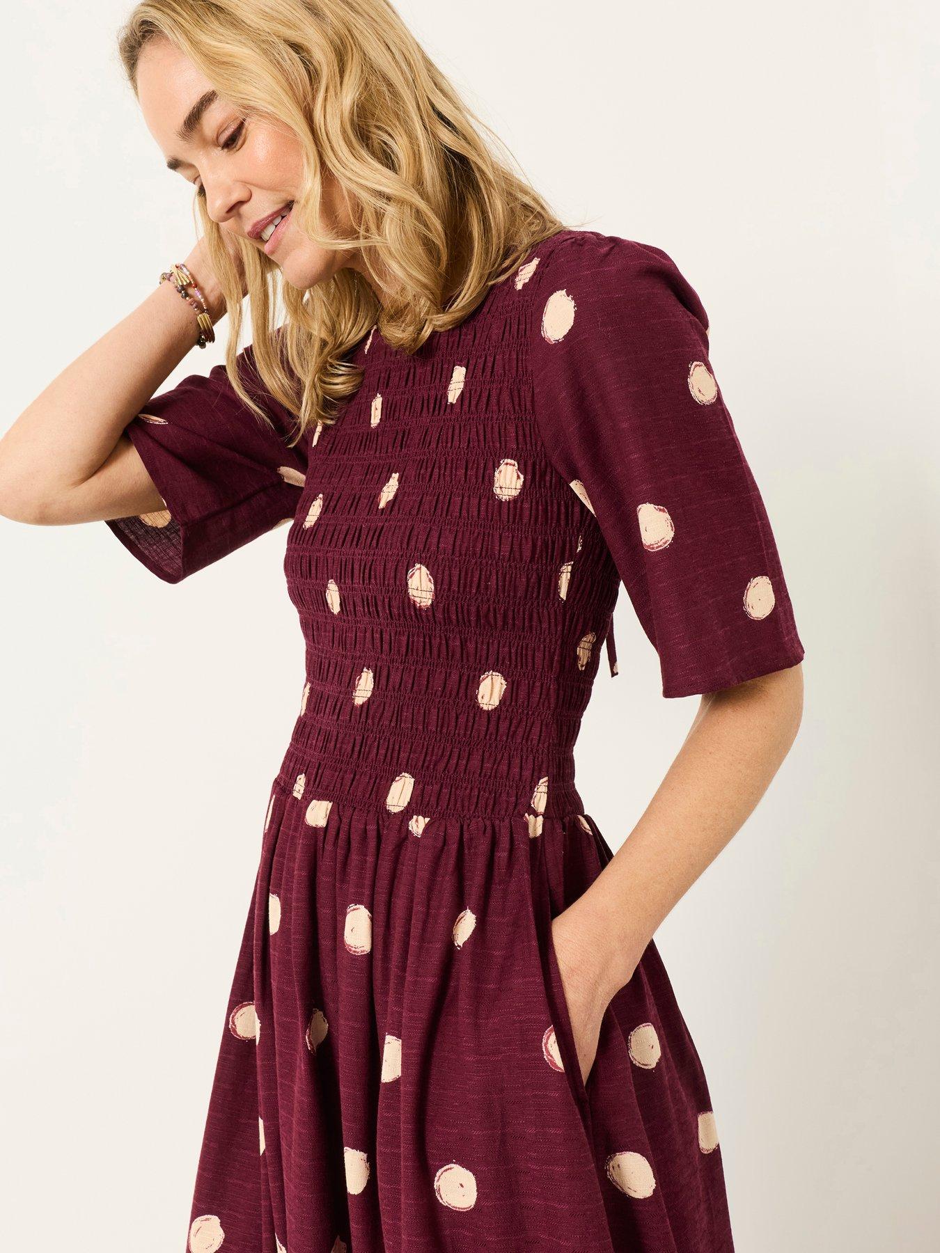 Image 5 of 6 of FatFace Alice Spot Dress - Red