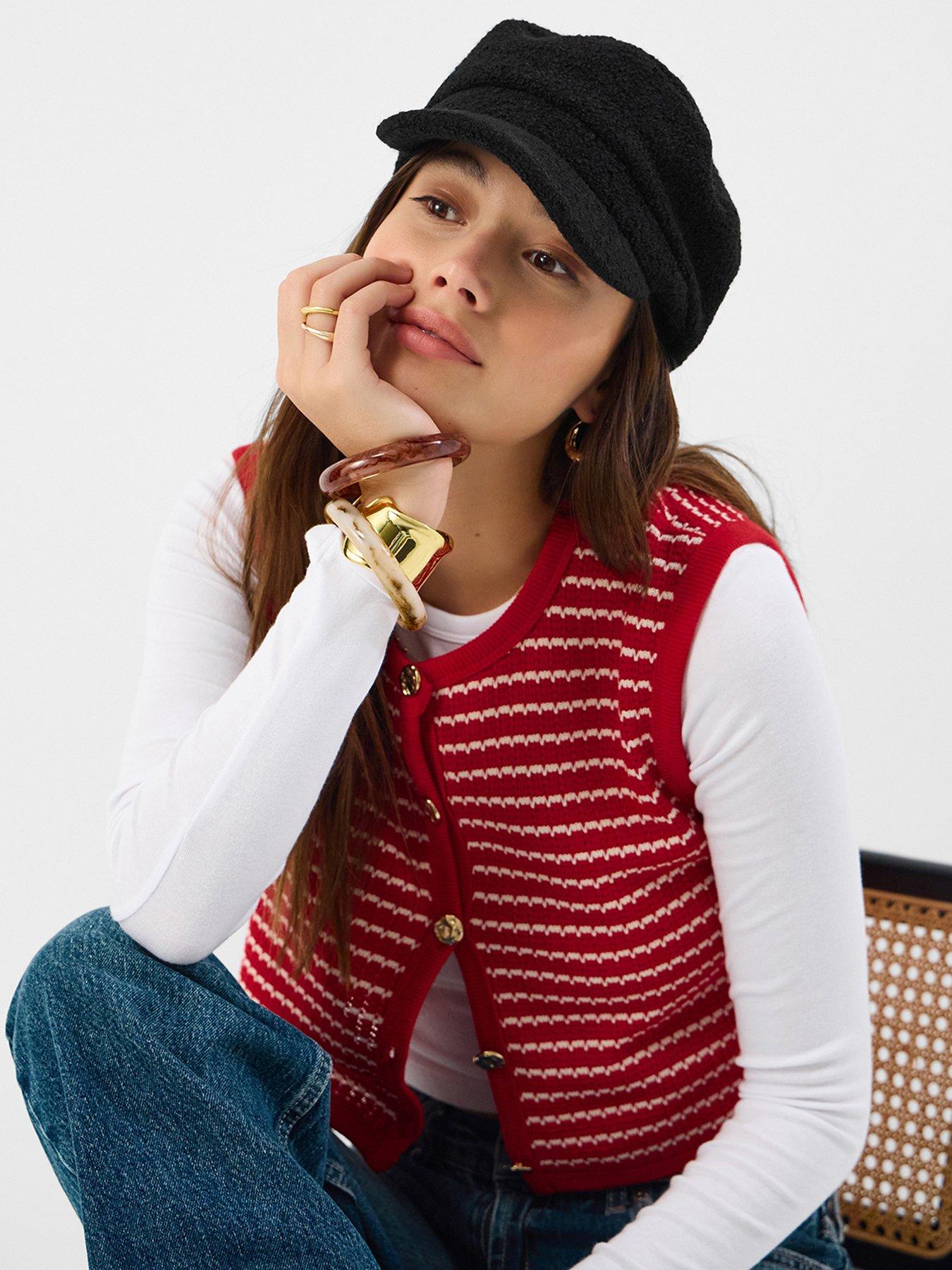 Image 2 of 4 of Accessorize Boucl&eacute; Baker Boy Hat - Black