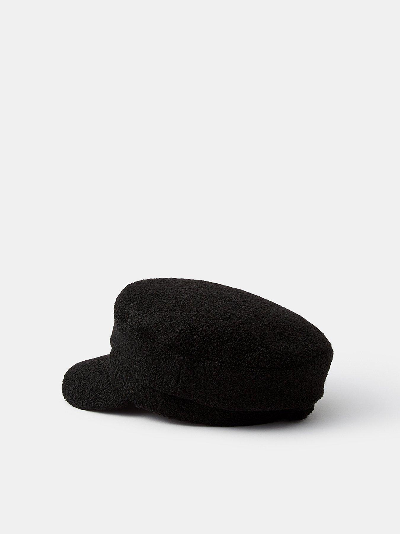 Image 3 of 4 of Accessorize Boucl&eacute; Baker Boy Hat - Black