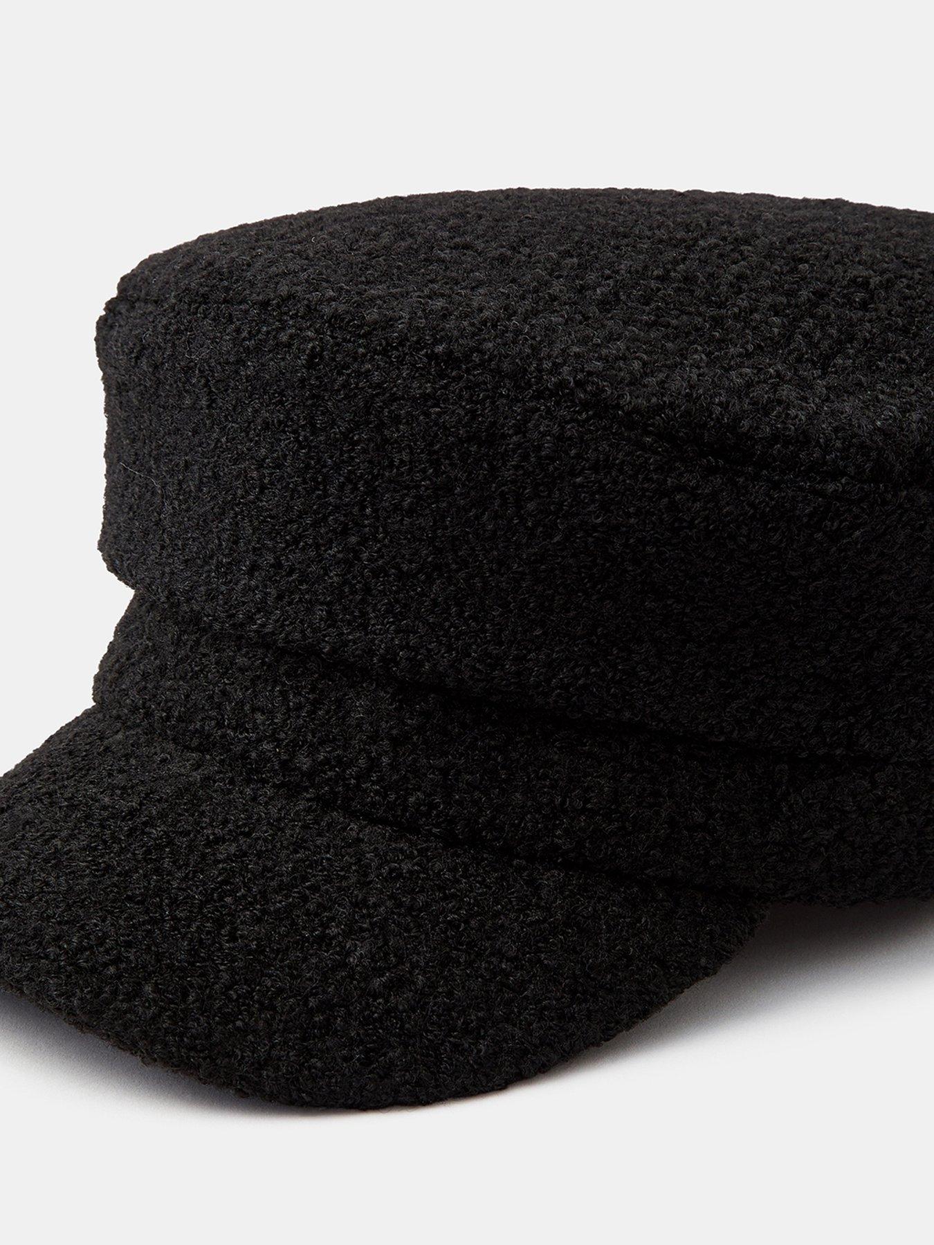 Image 4 of 4 of Accessorize Boucl&eacute; Baker Boy Hat - Black
